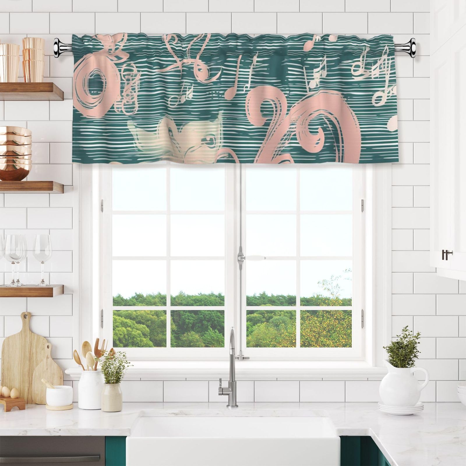 Dream Note Valances for Windows Short Curtains Rod Pocket Cafe Window Treatments Valance Curtains for Kitchen Bathroom Laundry Basement Windows 54x18inch Blackout Window Valance