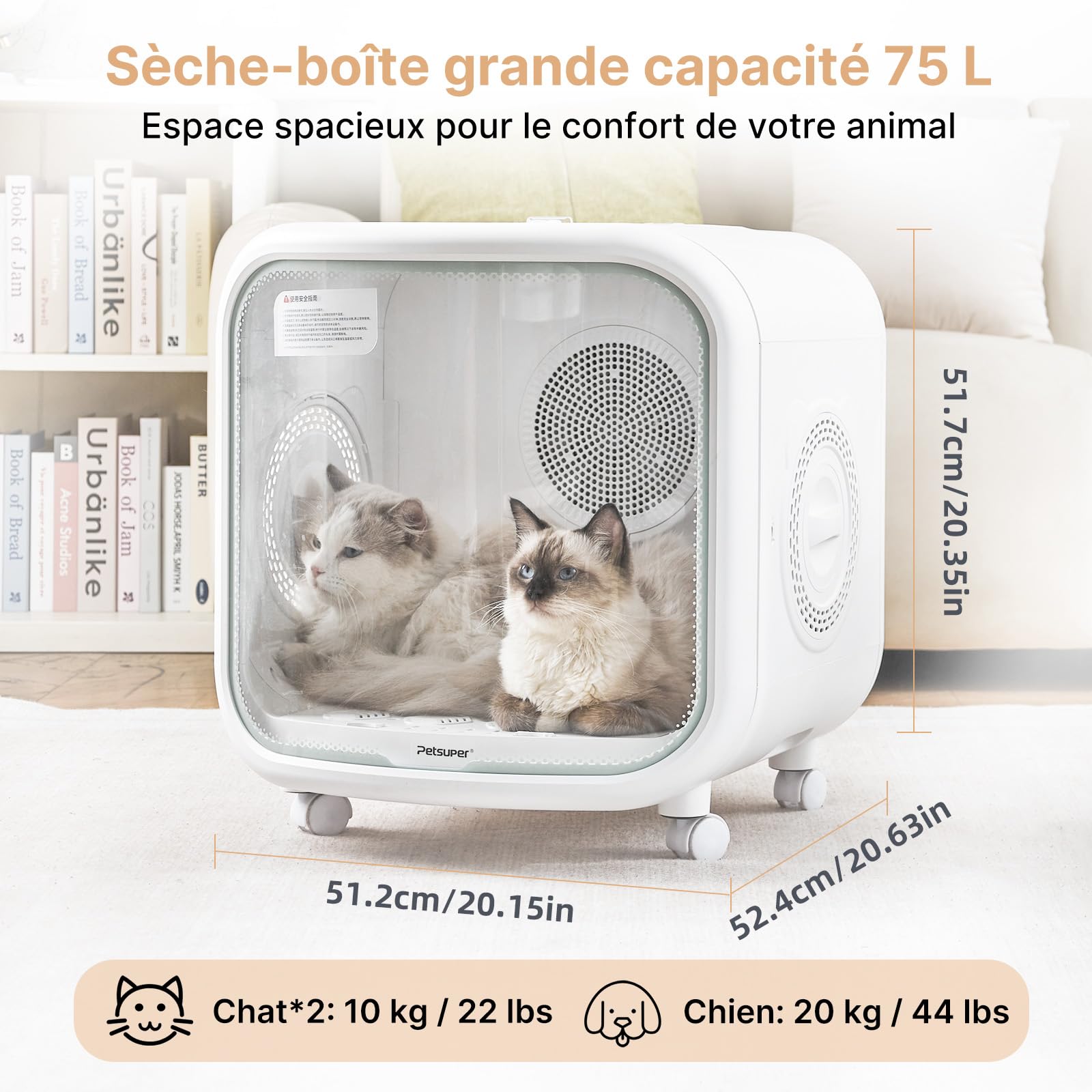 Pet Dryer - Sèche-cheveux pour chien - Efficace à 360 ° - Automatique et silencieux - Avec réglage intelligent de la température - Idéal pour les chats et les petits chiens
