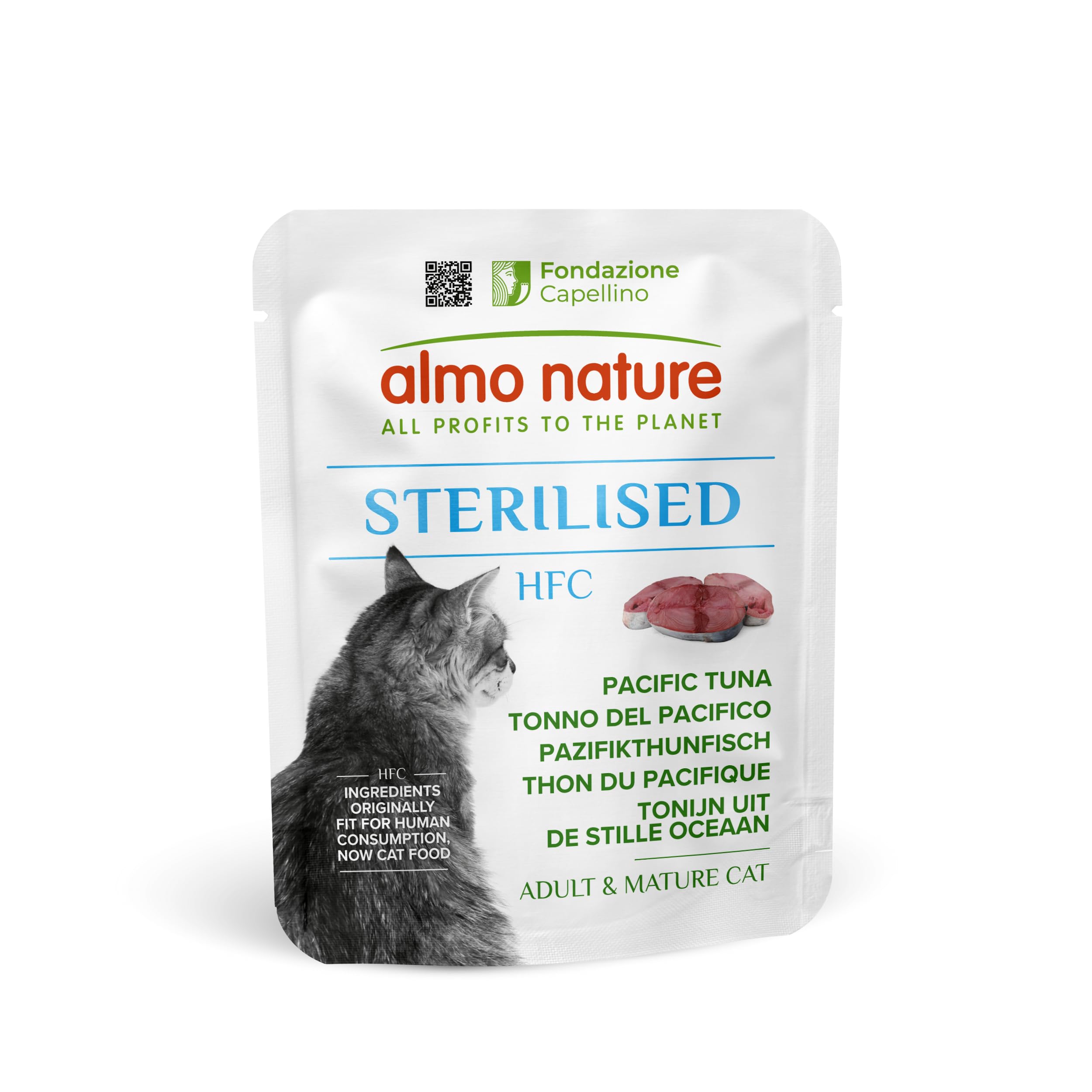 Almo Nature HFC Functional - Sterilised - Wet Food For Adult & Mature Cats - Pacific Tuna - Human-Grade, Gluten-Free, Monoproteic - 50g (Pack of 24)