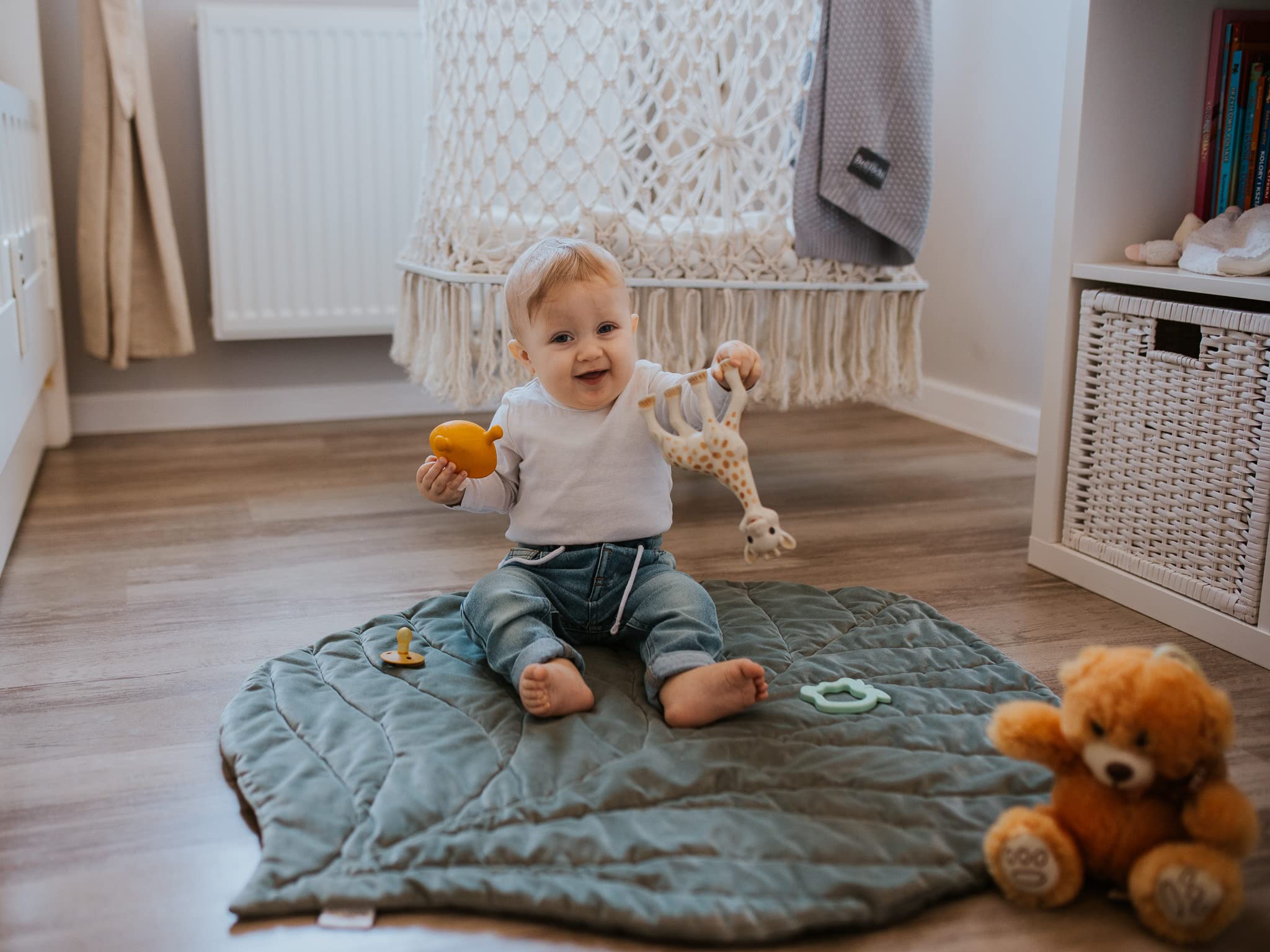Bellochi Tappetini da Gioco per Neonati e Bambini - Universale e Lavabile Tappeto da Gattonamento - Uso Interno ed Esterno - Tessuto in Velluto Morbido - Forma a Foglia (95x78 cm, Vert clair)