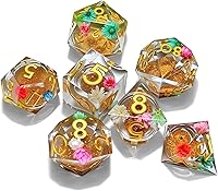 Vista 15 de Resin Cat Head DND Dice, Sharp Edge Dungeons and Dragons Polyhedron Game Dice Set for Role Playing Games RPG Explorer Magic, Holiday Birthday Gifts