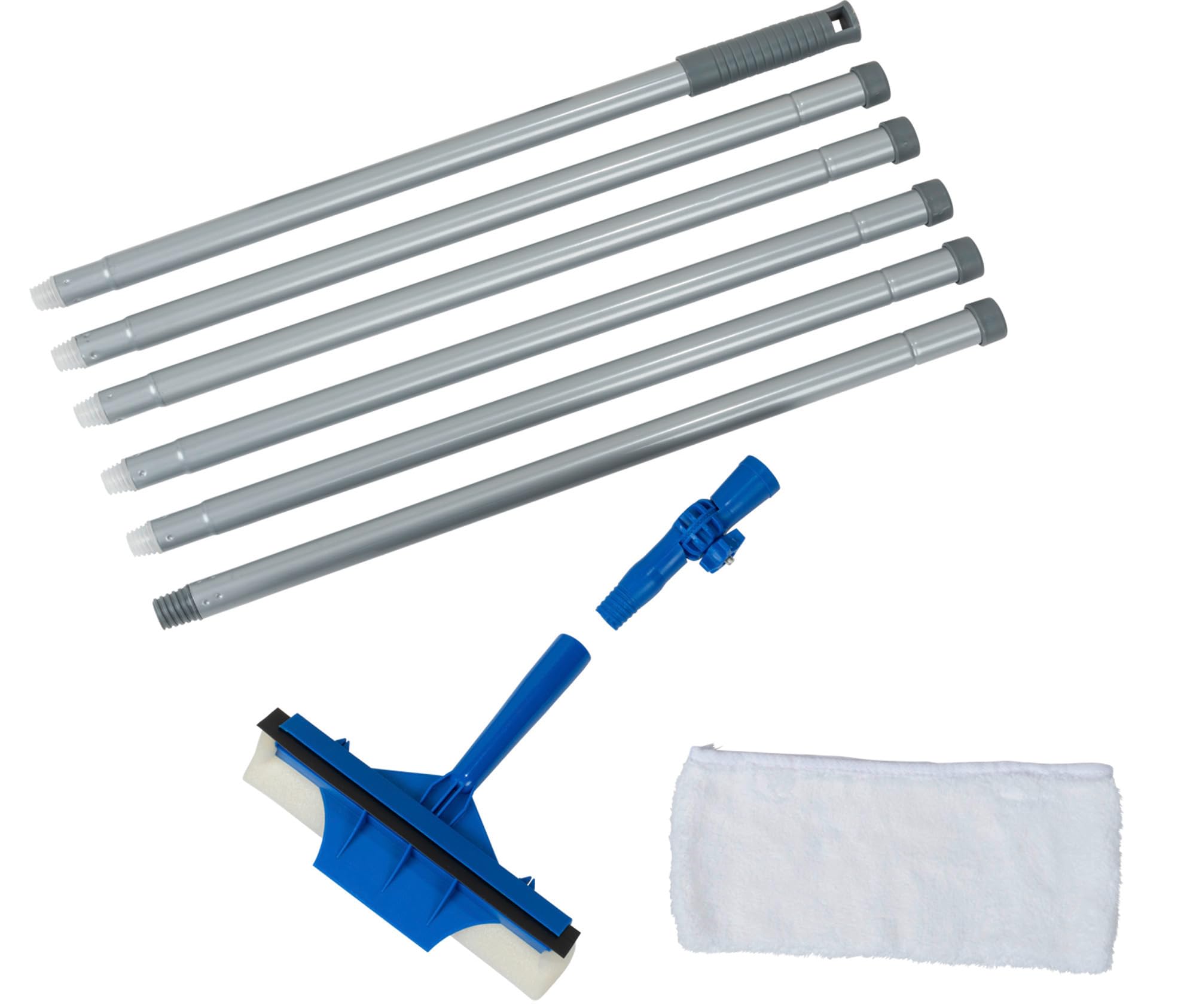 Maximex Myjka do okien, bardzo długa, z uchwytem teleskopowym, zasięg do 5,3 m, 25 x 83-332 cm, niebiesko-szara