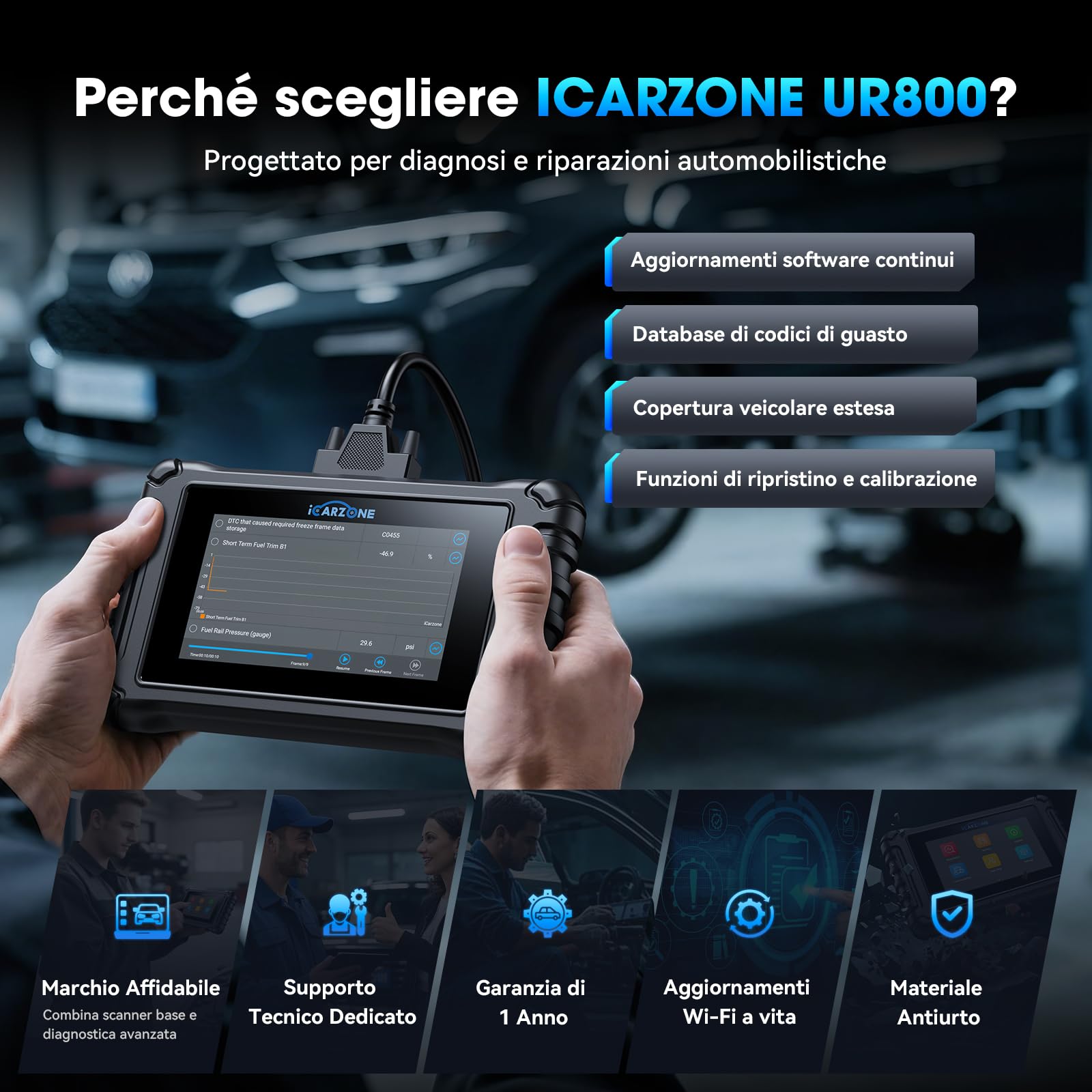 UR800 OBD2 Auto Diagnostica Tutte i Sistemi, 49+36 Extra Ripristino/Test Attivo,Apprendimento TCM/ECM/Albero Motore, Bidirezionale Diagnosi Auto, Codifica ECU per VW/BMW/V.A.G/Auto VIN/CAN FD