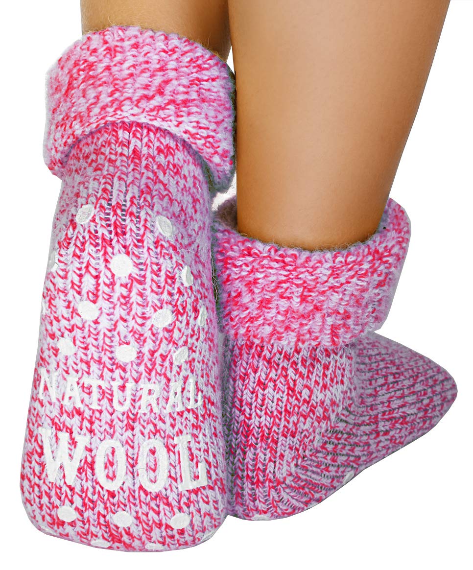 dunaro1-2 pairs of ABS non-slip socks, wool socks, stopper socks, studded socks, for men and women. - Red - 6/8