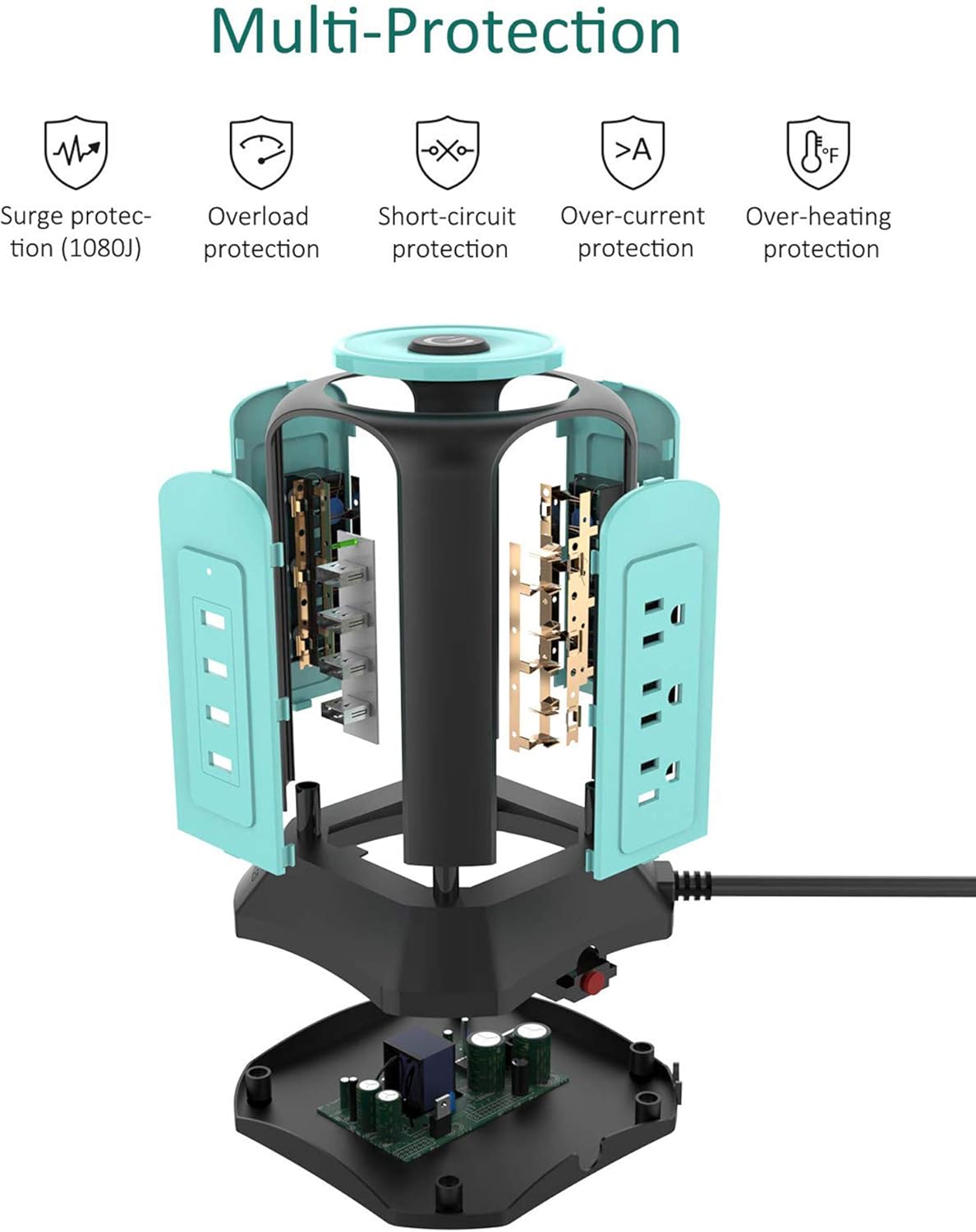 🛒 Flаѕh Sаlе Power Strip Tower Surge Protector, SUPERDANNY Desktop Charging Station, 10 Ft Extension Cord, 9 Outlets, 4 USB Ports, 1080 Joules, 3-Prong, Grounded, Multiple Protections for Home, Office, Blue Onе-Dау Sаlе: Uр tо 80% оƒƒ Power Strip Tower Surge Protector, SUPERDANNY Desktop Charging Station, 10 Ft Extension Cord, 9 Outlets, 4 USB Ports, 1080 Joules, 3-Prong, Grounded, Multiple Protections for Home, Office, Blue