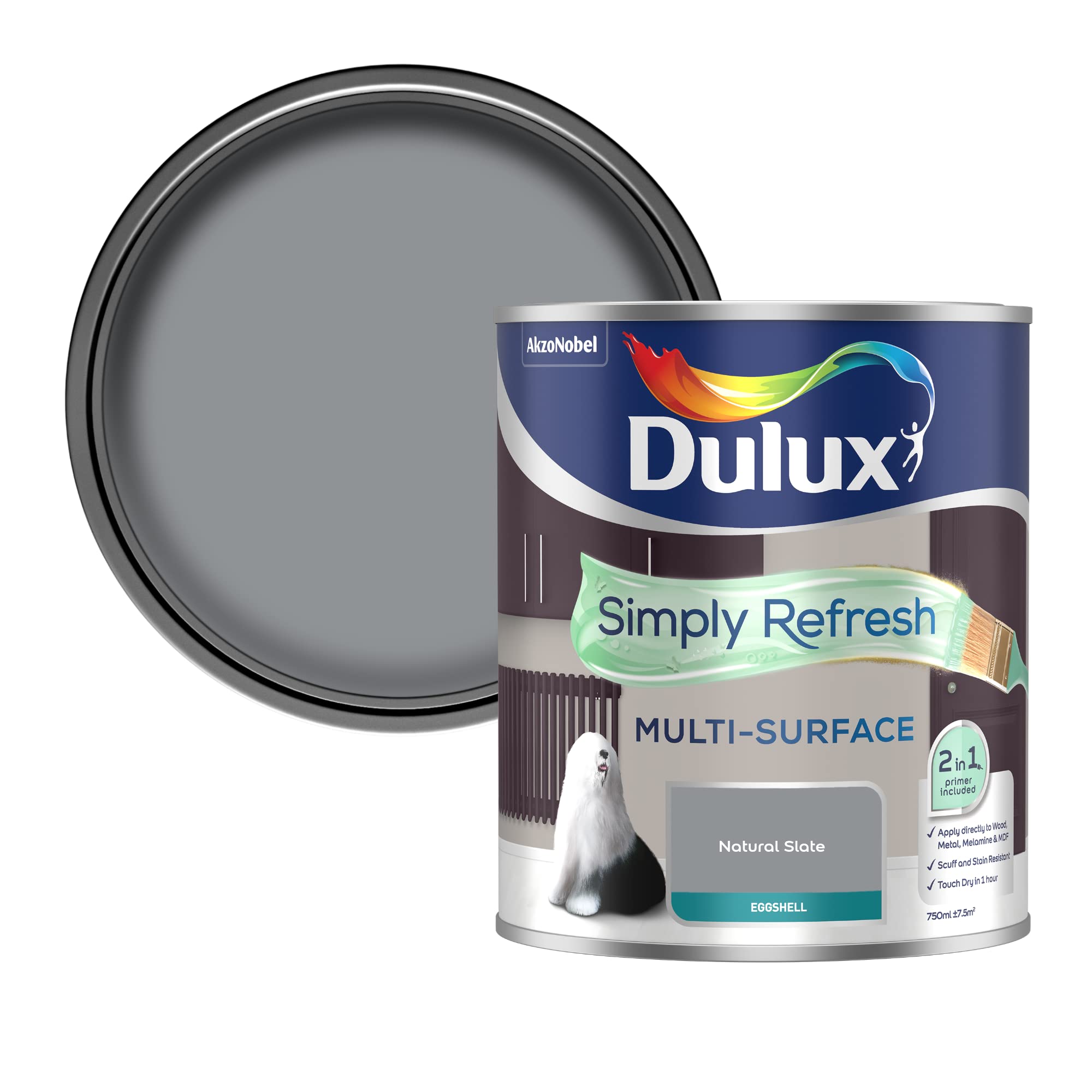 Dulux Simply Refresh Natural Slate Eggshell Multi-Surface Emulsion Paint, 750Ml