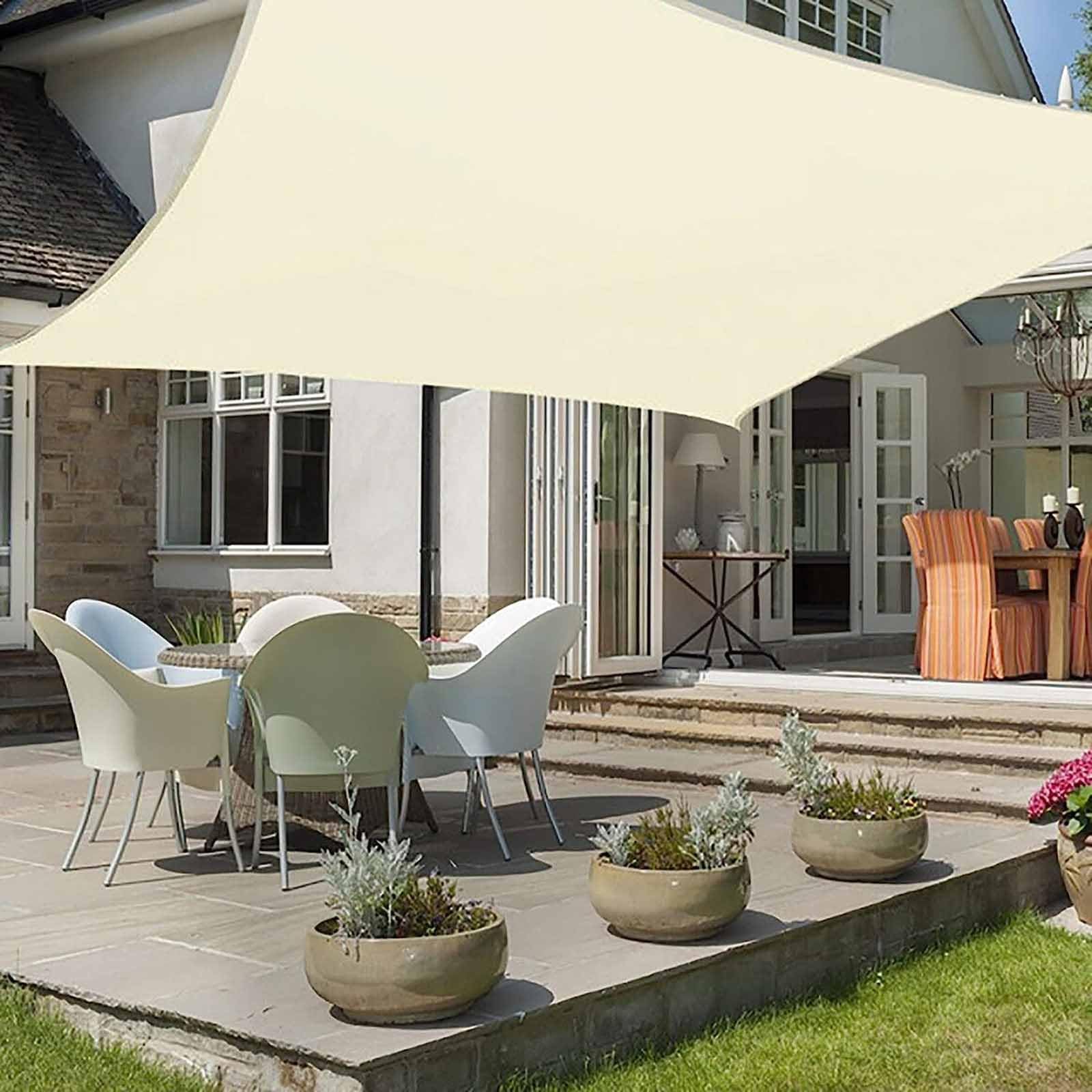 TrAdE Shop Traesio - Tenda Vela Ombreggiante Parasole Da Esterno Terrazze Giardino Patio Rettangolare 3x4 Mt Beige 89051493