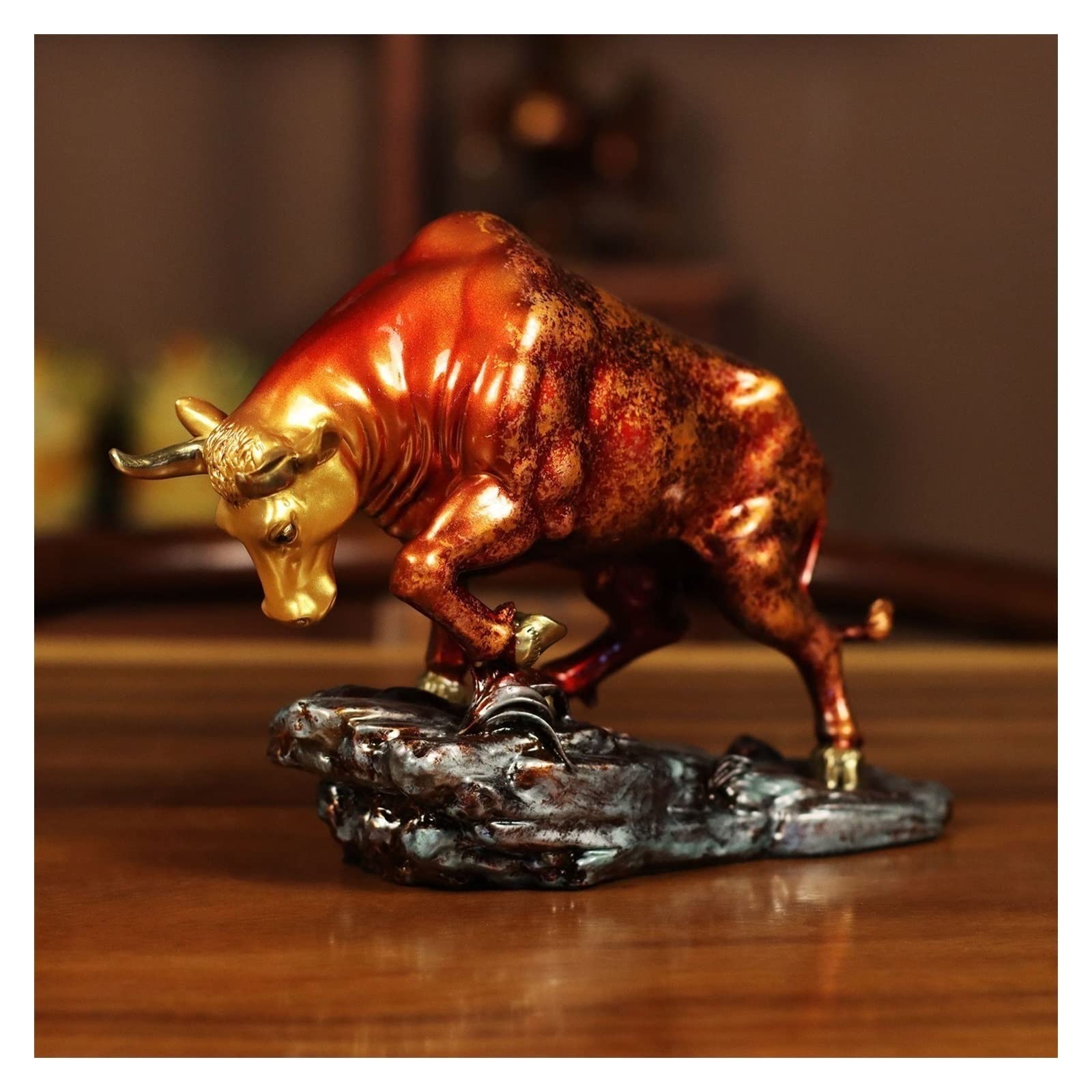 ZZlei2yu-12 Home Decor Ornament Open Bull Ornaments Zodiac Cattle Home Living Room Entrance Decorations Decoration Housewarming Opening Copper Carving Crafts Colorful Ornament