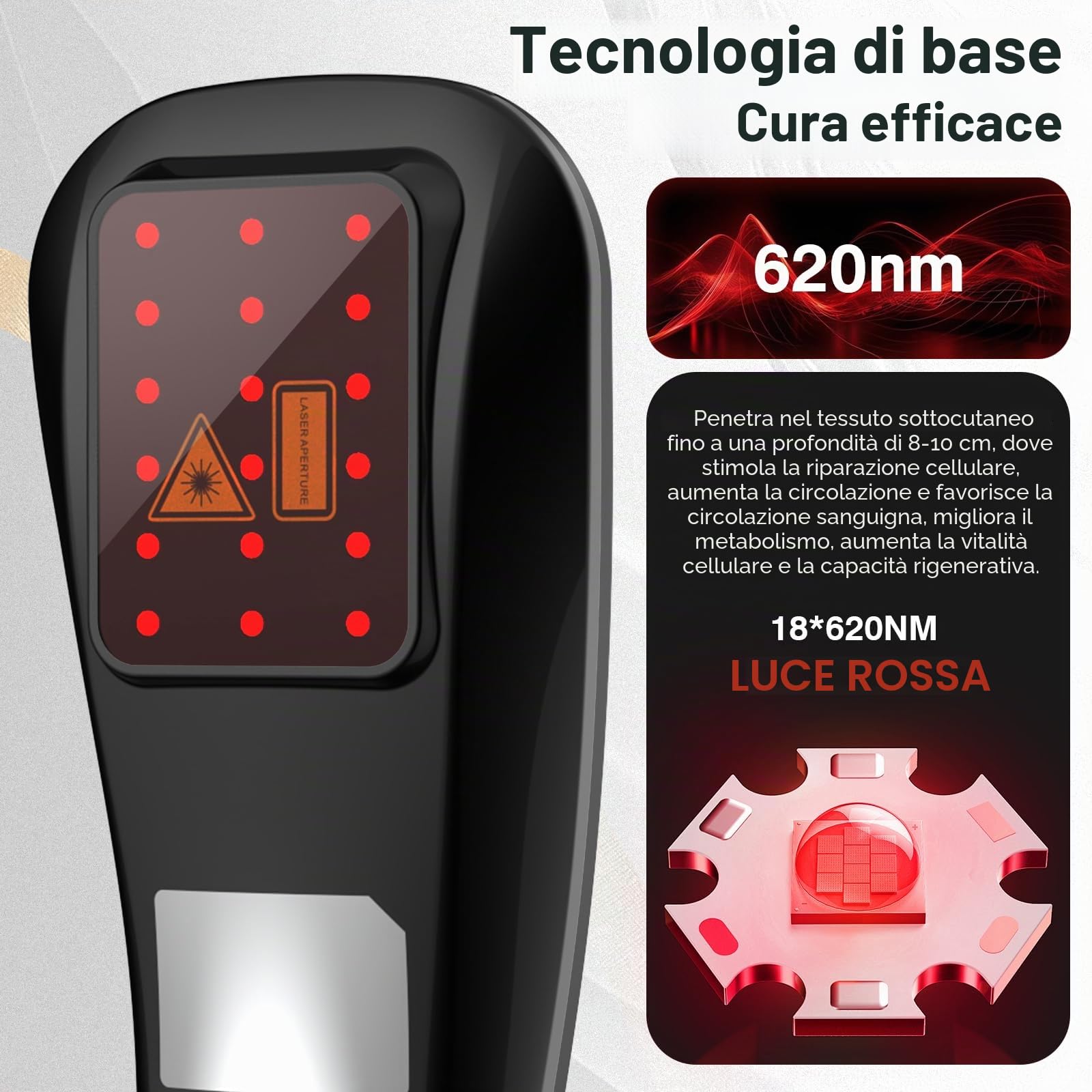 18 PCS620nm Terapia a Luce Rossa,Luce Terapia Lampada a Raggi Infrarossi,Lampada infrarossi della Luce a Infrarossi per Il Dolore, Terapia a infrarossi per Uso Domestico