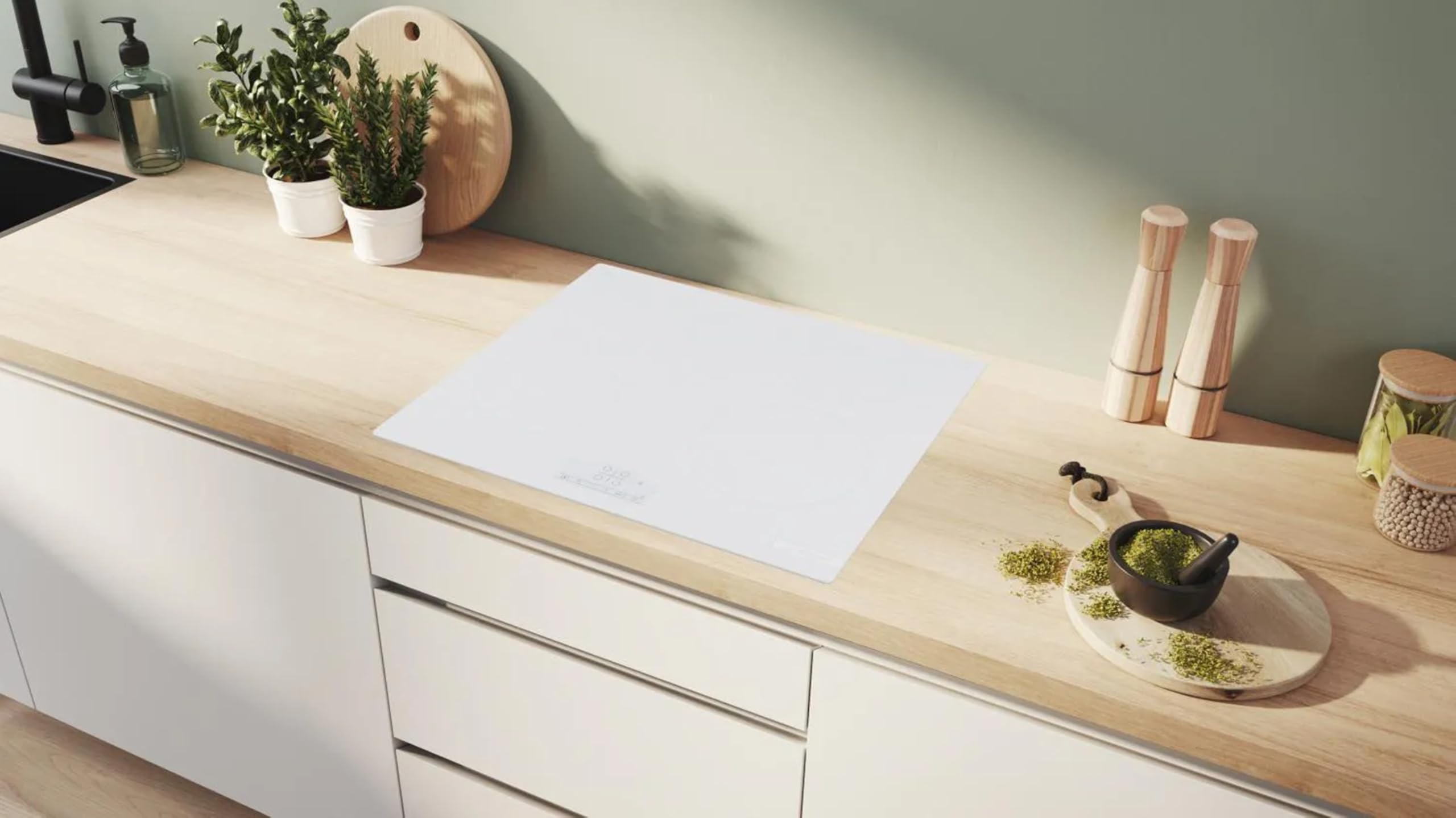 Bosch PUE612BB1E płyta indukcyjna serii 6, bez profili, sterowanie dotykowe, bardzo szybkie nagrzewanie, kontrola dzieci, z ogranicznikiem mocy, biała, 60 cm