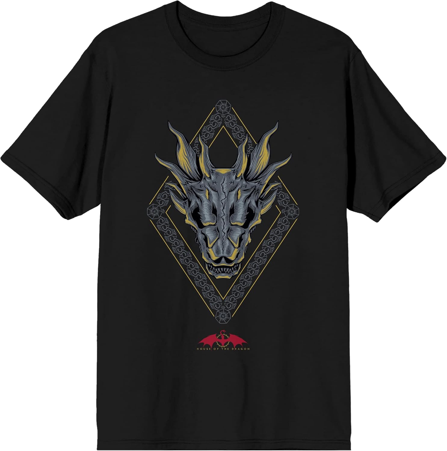 House of The Dragon Dragon Head Logo Men's Black T-Shirt