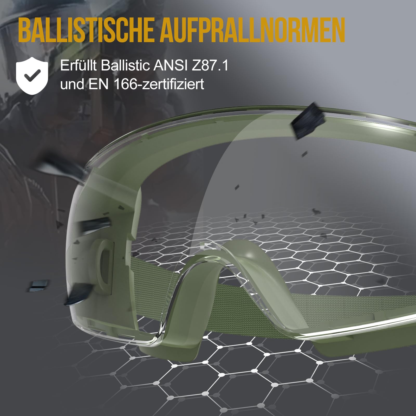 OneTigris Schutzbrille, taktische schutzbrille staubdicht, sicherheitsbrille mit CE EN166 und ANSI Z87.1, Ultravision Vollsichtbrille Für Brillenträger, Baustelle, Labor, Werkstatt und Fahrrad-Fahren