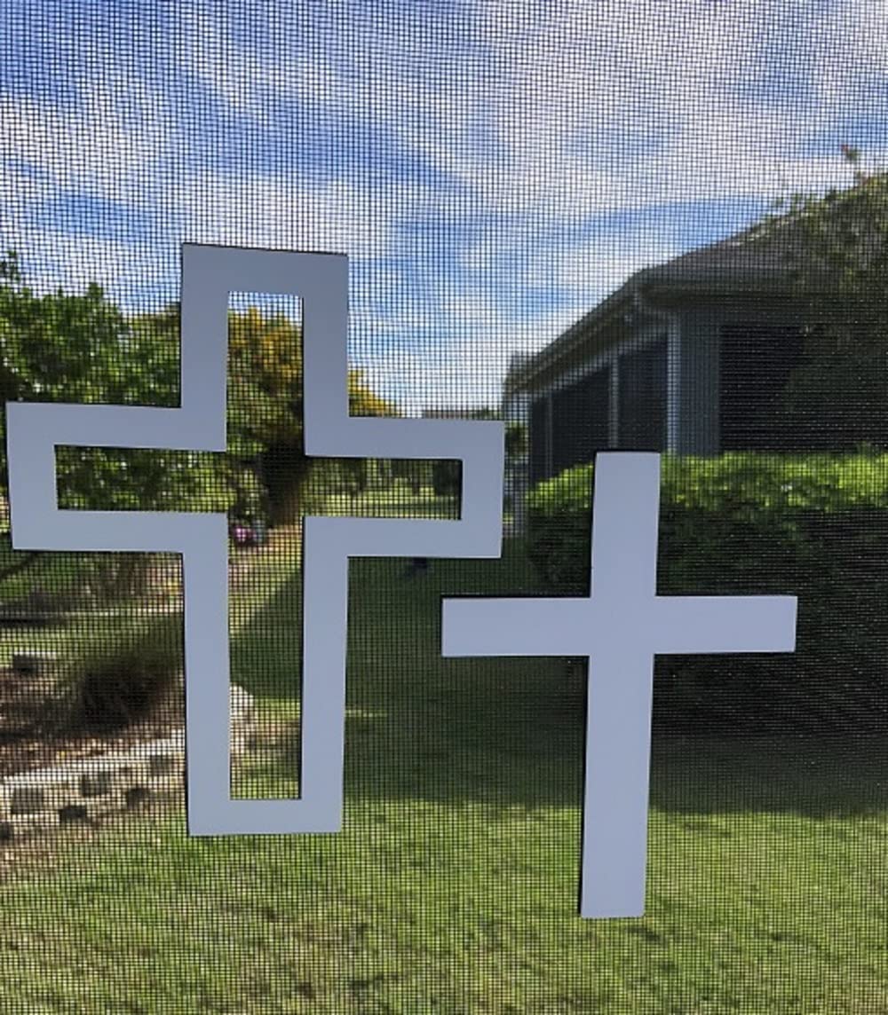 DCentral Transparent and Solid Cross Flexible Screen Magnets: Double-Sided Decor; for Non-Retractable Screens, Helps to Stop Walking into Screens, Covers Small tears in Screens. Size 6" W x 7.75 H"