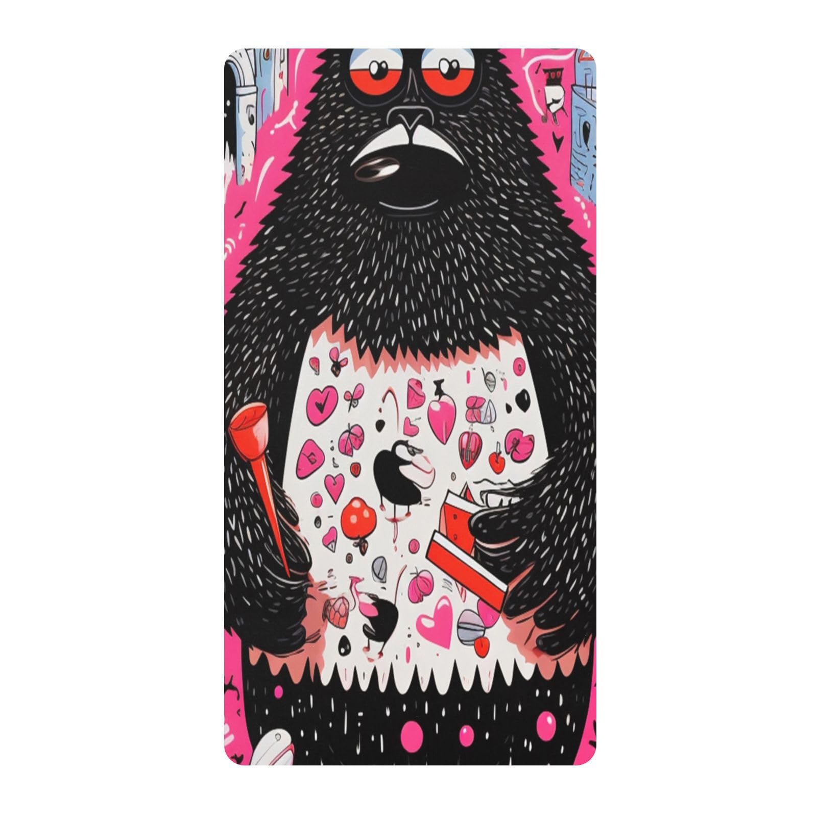 Arte De Gorila Rosa Negro Sábana de Cuna para Niños Pequeños,Sábanas de Algodón Suave para Bebés Aptas para Colchón Corralito
