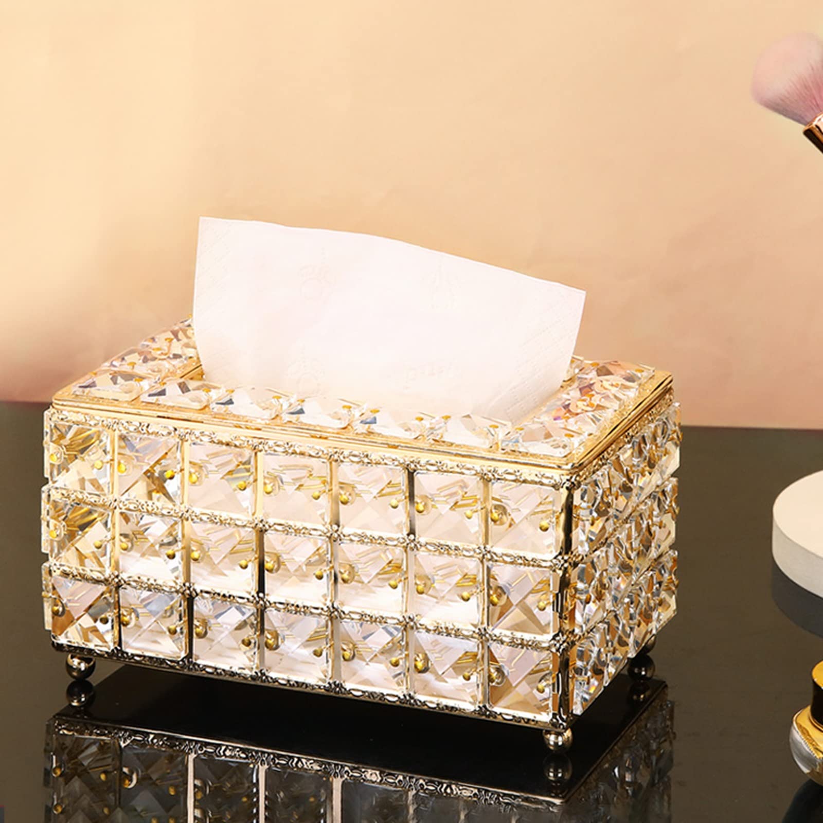 Porta Fazzoletti Casella di cristallo rettangolare della scatola del tessuto di cristallo Decorativo Tolet Tooliet Box Tovagliolo for tovagliolo di cristallo Supporto del tessuto facciale for il bagno