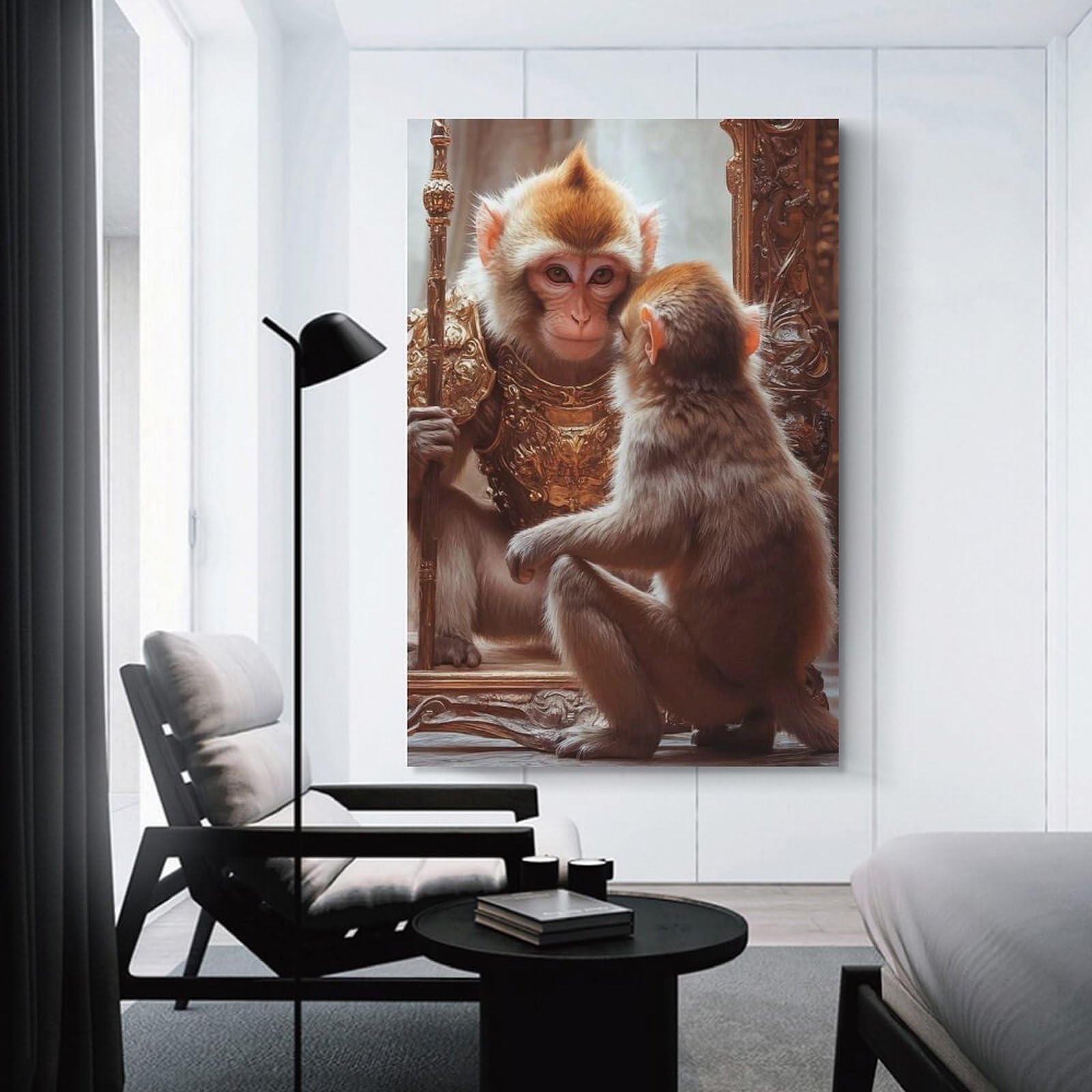 Junmoney Monkey in Golden Armor Canvas Wall Decor, 08x12inch(20x30cm), for Gallery Wall Decor And Room Displays, Wall Decor Suited to Curated Displays