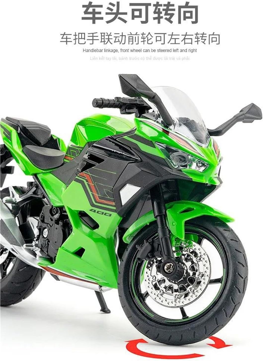 Collection 1/12 Motorcycle Model Diecasts Portable Racing Finger Motobike Simulation Collection Toys for for Ninja 400(Green)