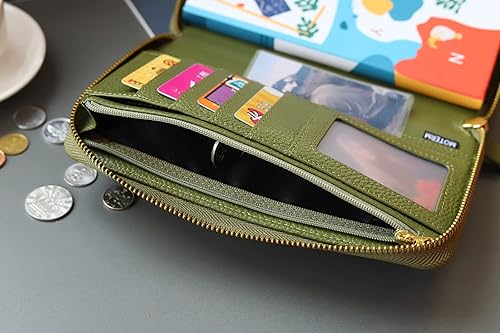 Miniatura 4 de Moterm Funda de cuero con cremallera para semanas, se adapta a planificadores Hobonichi para semanas, mega cuadernos (granizado-oliva)