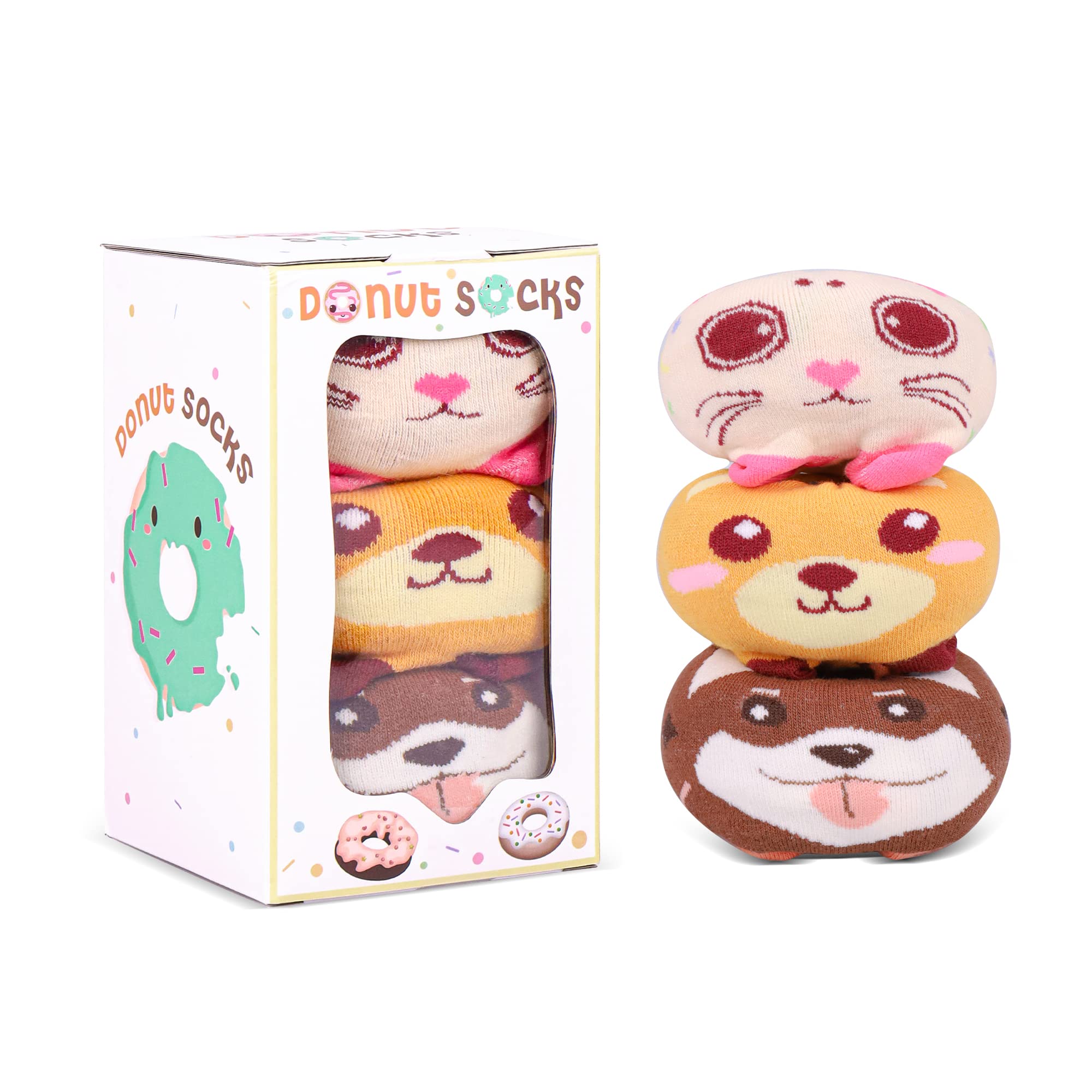 AGRIMONY Lustige Donut Socken Box - Lustig Bunte Coole Geschenke für Frauen Damen Teenager Mädchen Mama - Witzige Muttertagsgeschenk Ostern Weihnachten Geschenkideen