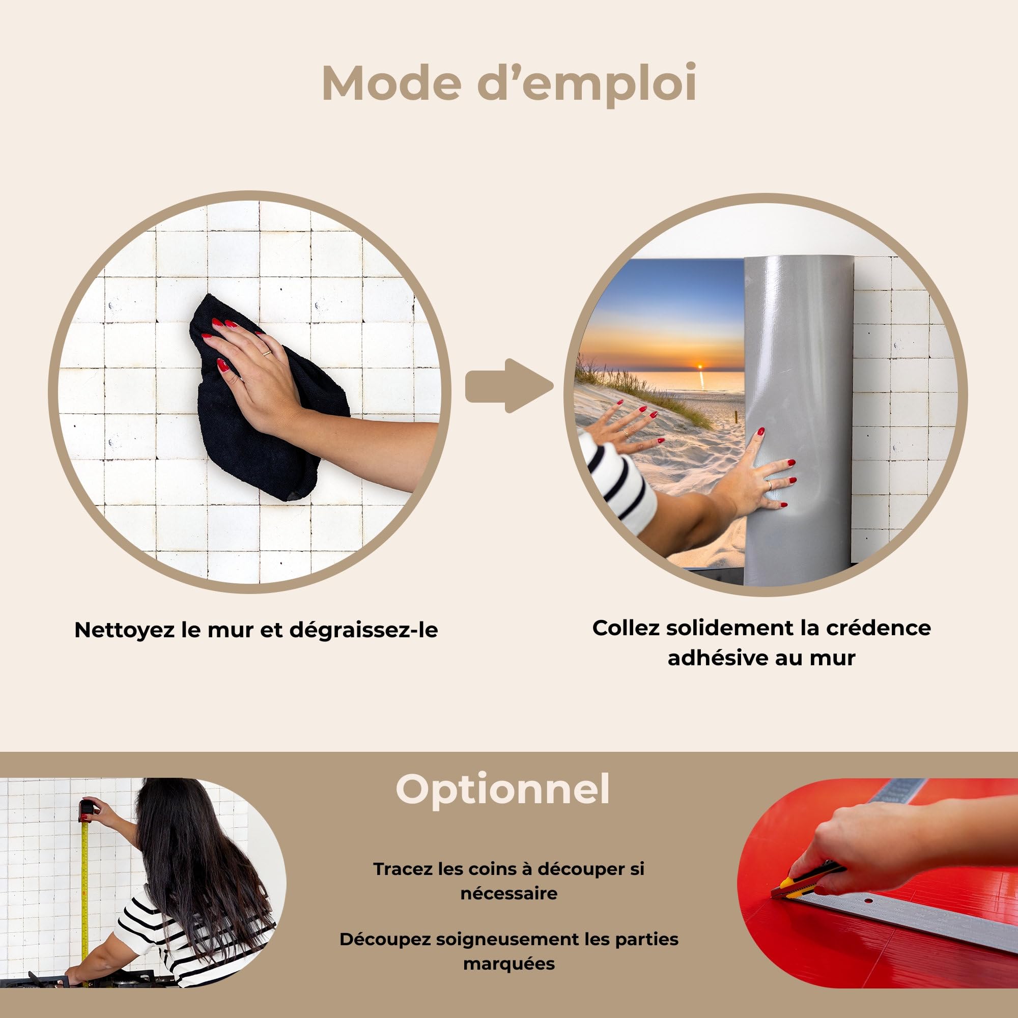 KitchenYeah© Credence Cuisine 50x70 cm Adhesif Protection Mur Plaque De Cuisson Plastique Rigide Revetement Murale À Coller Dune - Coucher soleil - Horizon - Plage - Herbe