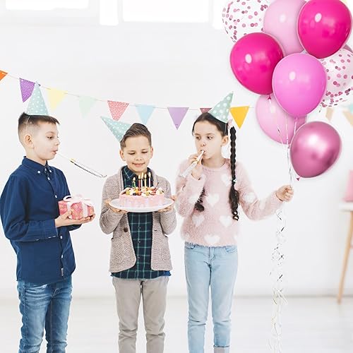 Miniatura 55 de 68 globos de color rosa y morado de 12 pulgadas, globos de látex metálicos morados y rosados, globos de confeti con cintas, globos de fiesta