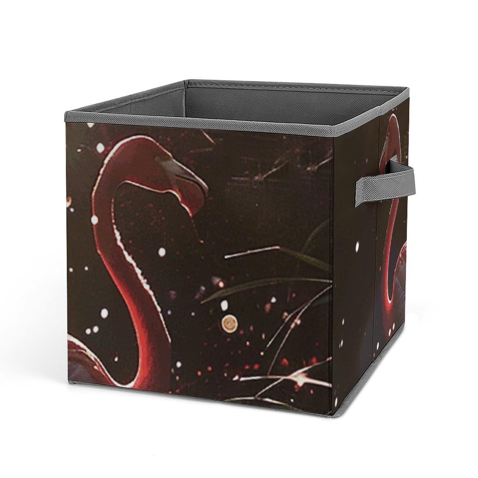 BTCOWZRV Peach Flamingo Image Cube Storage Bins - 11 Inch Heavy Duty Fabric Closet Bins for Shelves, Cube Organizer - Collapsible Storage Boxes with Handle Decorative Clothing Storage Baskets