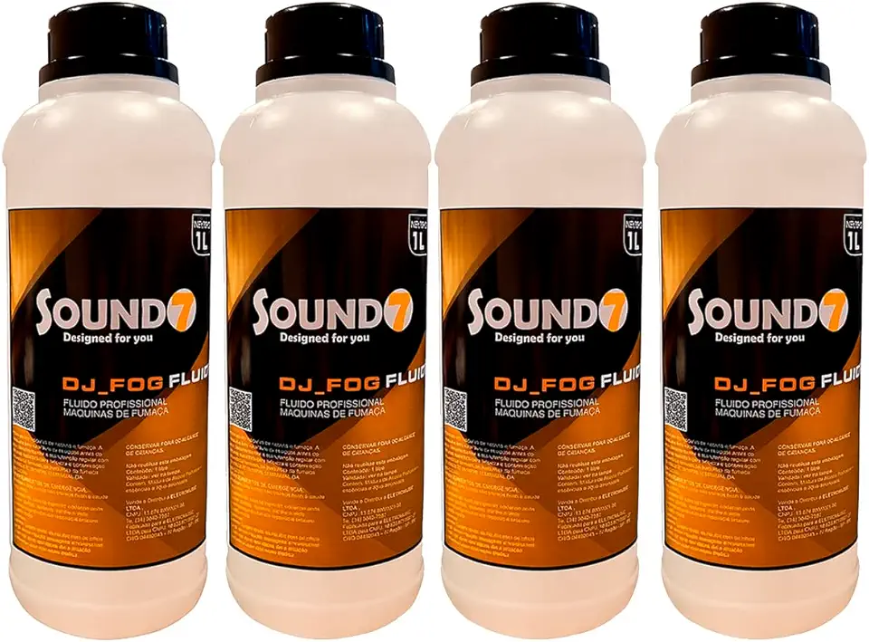 Kit 4 Líquido De Fumaça Sound7 Djfog Fluid 1 Litro Densidade (NEUTRO)