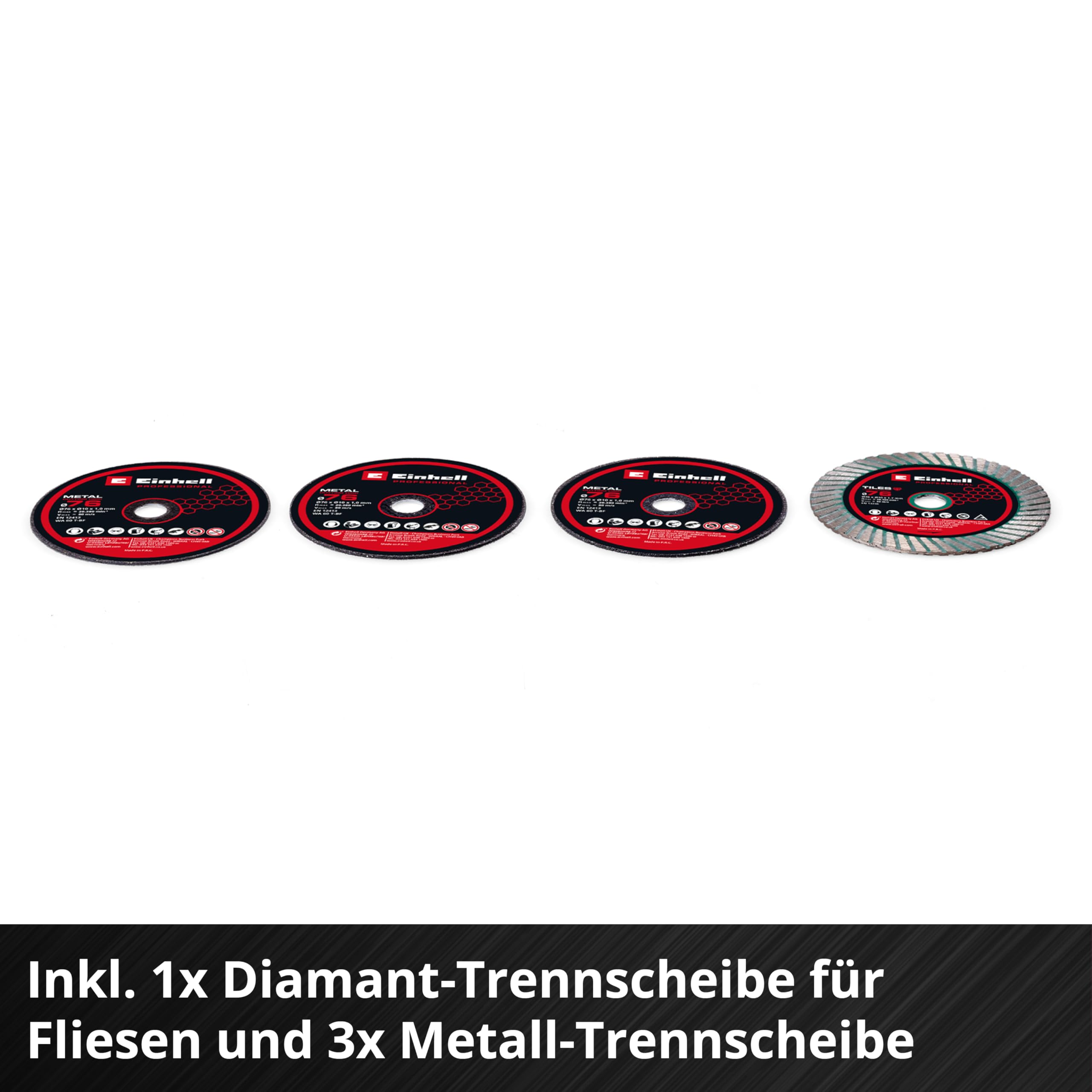 Einhell Professional Akku-Trennschleifer TP-CO 18/76-C Li BL-Solo (18 V, Brushless, 76 mm Scheiben-Ø, 16 mm Schnitttiefe, Tiefeneinstellung, Inkl. 4x Trennscheibe, ohne Akku)