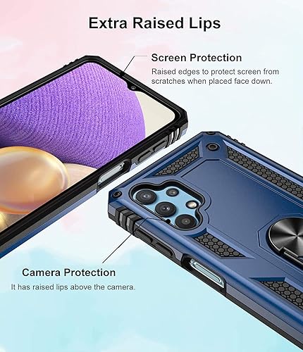 Miniatura 8 de Funda compatible con Samsung Galaxy A32 5G con protector de pantalla de vidrio templado y soporte de anillo de agarre magnético, cubierta protectora