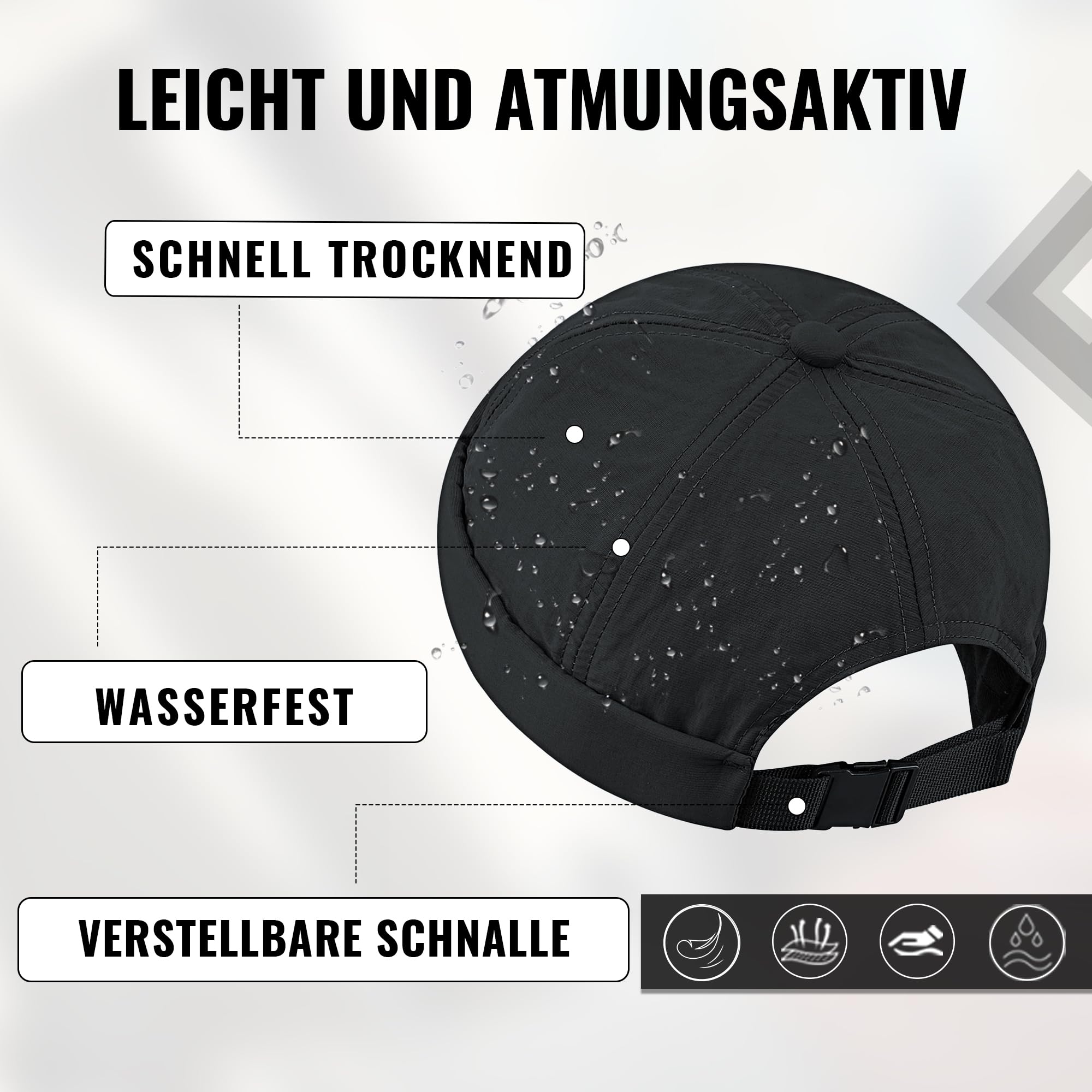CLAPE Sommer Docker Cap Quick Drying Cap Ohne Schirm Schnelltrocknend Seemannsmütze Fisherman Beanie Lightweight Skullcap Rollup Edge Watch Cap Brimless Hat Hafenmütze