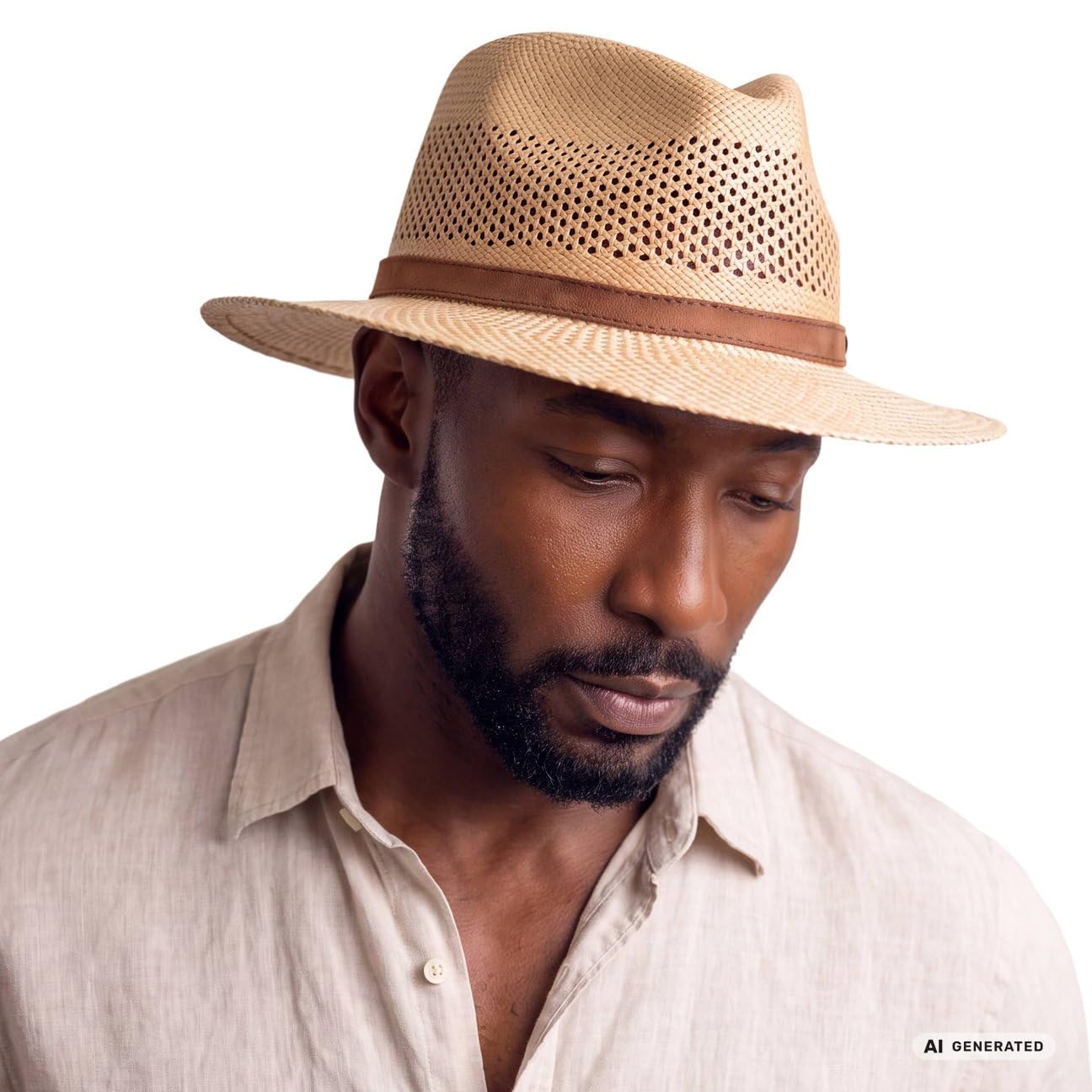 Lierys Traveller Sombrero Panama ala Bicolor Banda de Cuero Mujer Hombre Primavera Verano