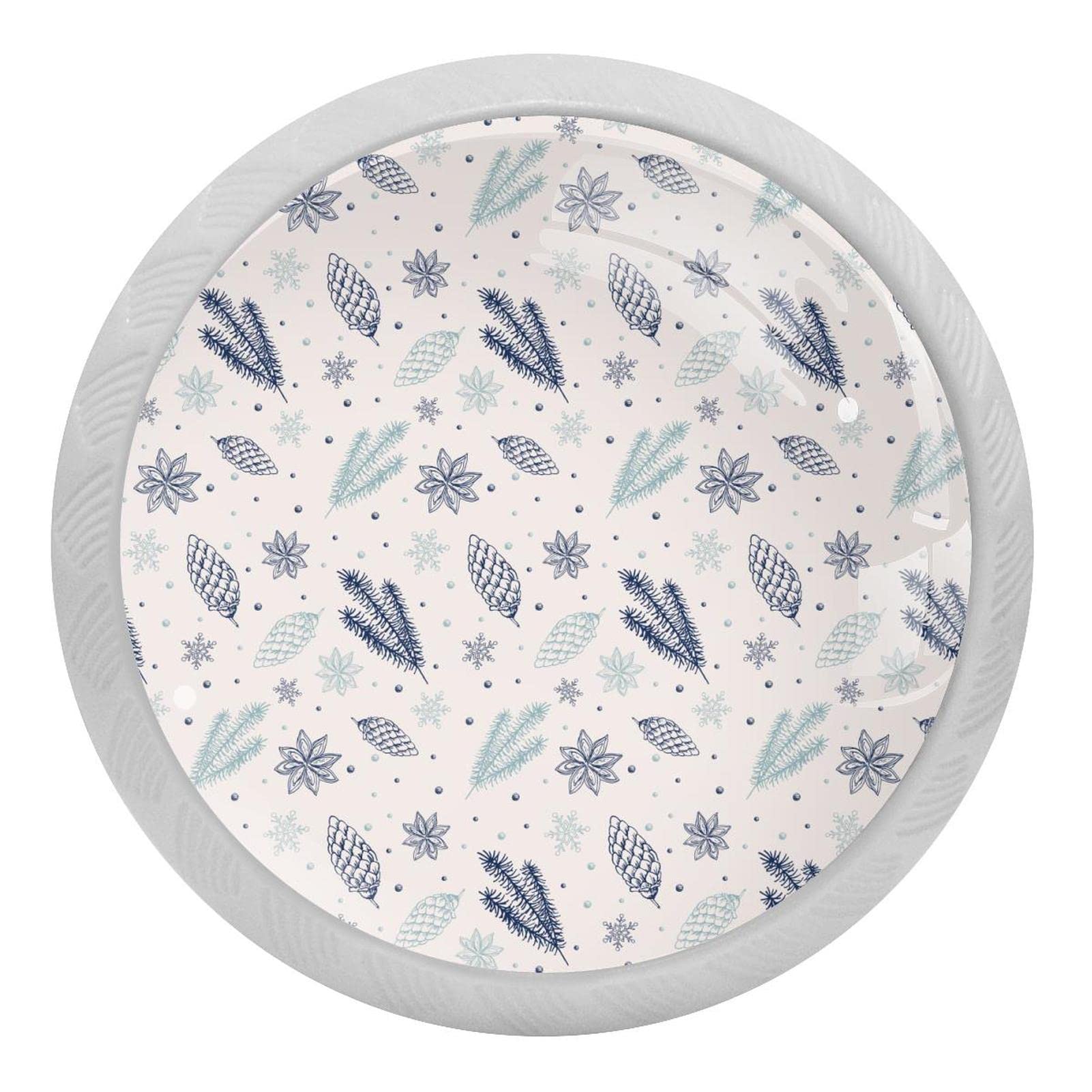 Boutons de tiroir branche de pin d'hiver bouton meuble verre fluorescent blanc