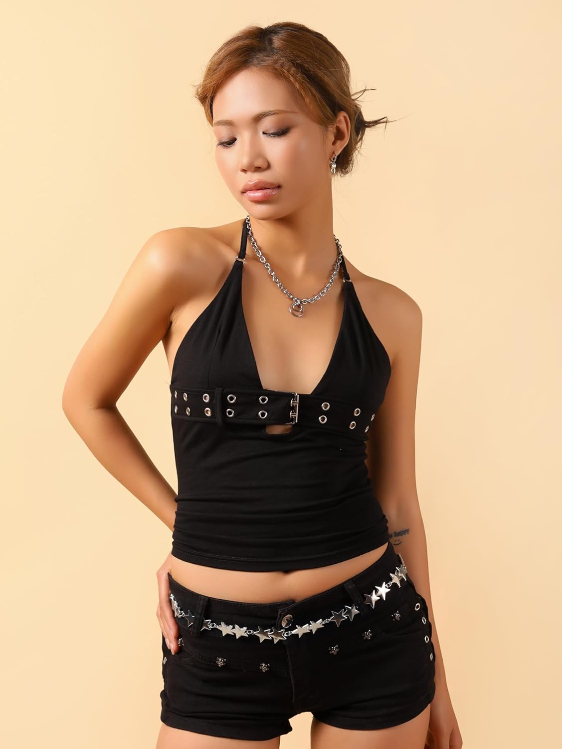 Sacina Goth Emo Y2K Star Chain Belt for Women, Adjustable Silver-tone Waist Chain, Punk Emo Grunge Aesthetic Body Jewelry - Image 5