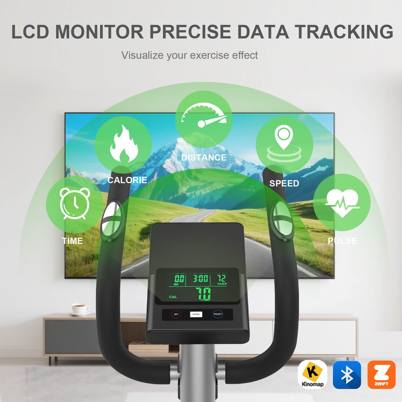 Vélo elliptique magnétique 16 niveaux résistance Bluetooth App cardio fréquence cardiaque LCD moniteur capacité 130 kg