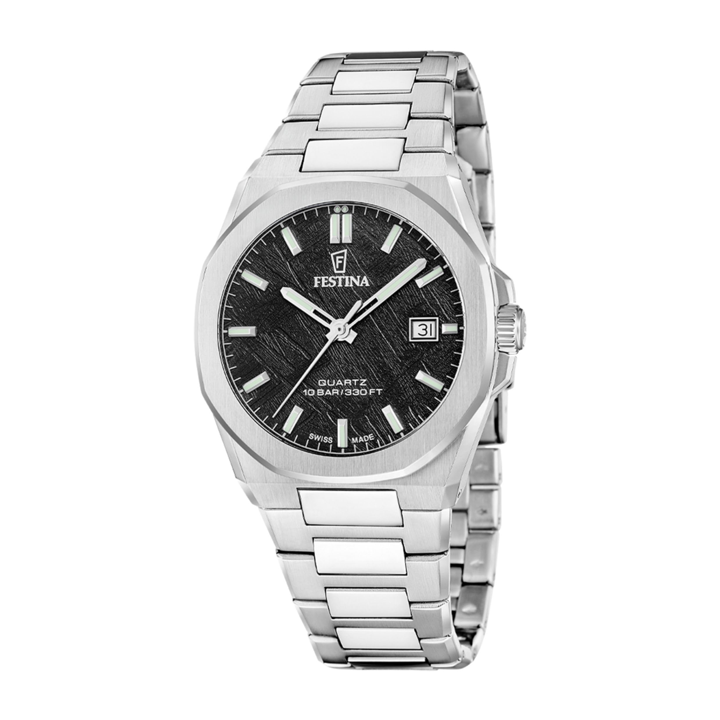 Festina Date Watch Classic Steel Swiss Made