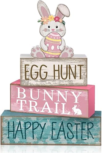 Miniatura 13 de 4 piezas de decoración de mesa de Navidad de madera de Papá Noel, decoración de bandeja escalonada de Navidad, letrero decorativo de bloques de Papá