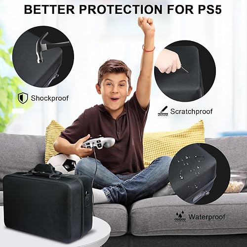 Miniatura 3 de Hard Shell Carrying Case for PS-5, Protective Travel Bag Compatible with Playstation-5 Console, Controllers, Headset, Base and Other Gaming