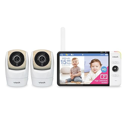 Miniatura 13 de VTech - Monitor de video para bebé con 2 cámaras y pantalla LCD de 5 pulgadas, hasta 17 horas de video y 31 horas de audio, visión nocturna,