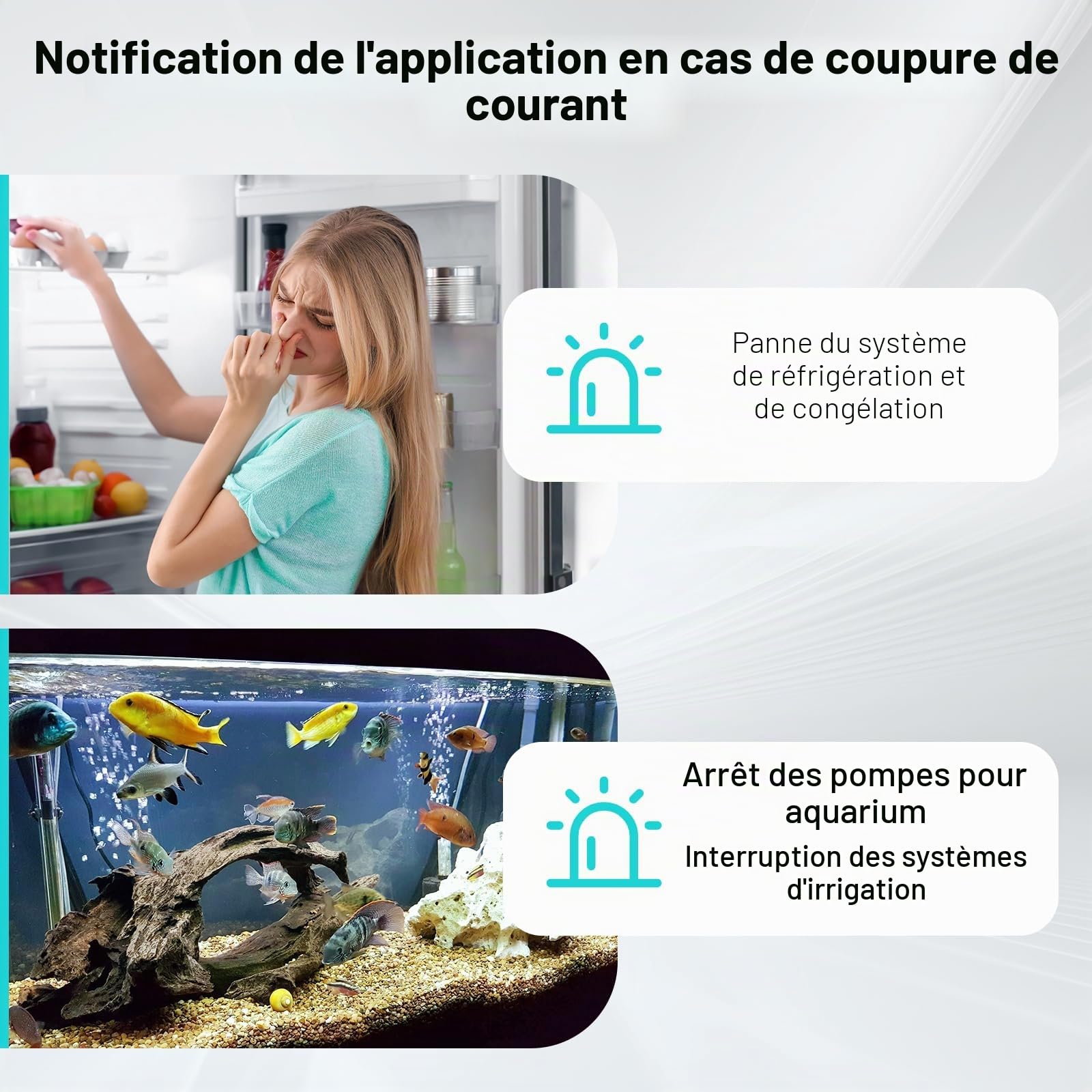 Détecteur de Coupure de Courant WiFi Tuya Smart Life | 110DB 3 Niveaux de Volume Alarme WLAN, Alerte en cas de panne de courant LED Indicateur