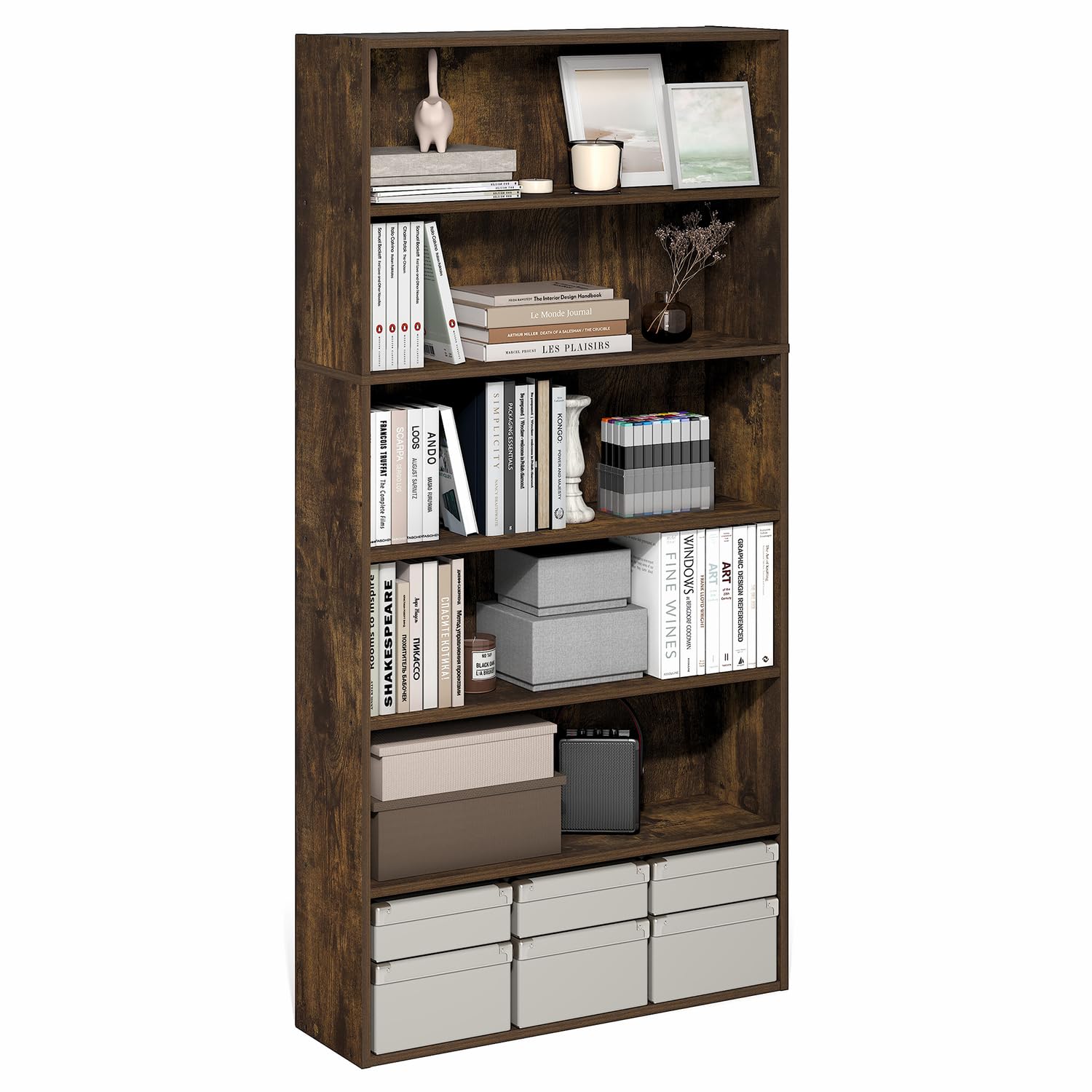 Étagère à 6 niveaux Furinno PASIR 24x80x160cm en pin ambré