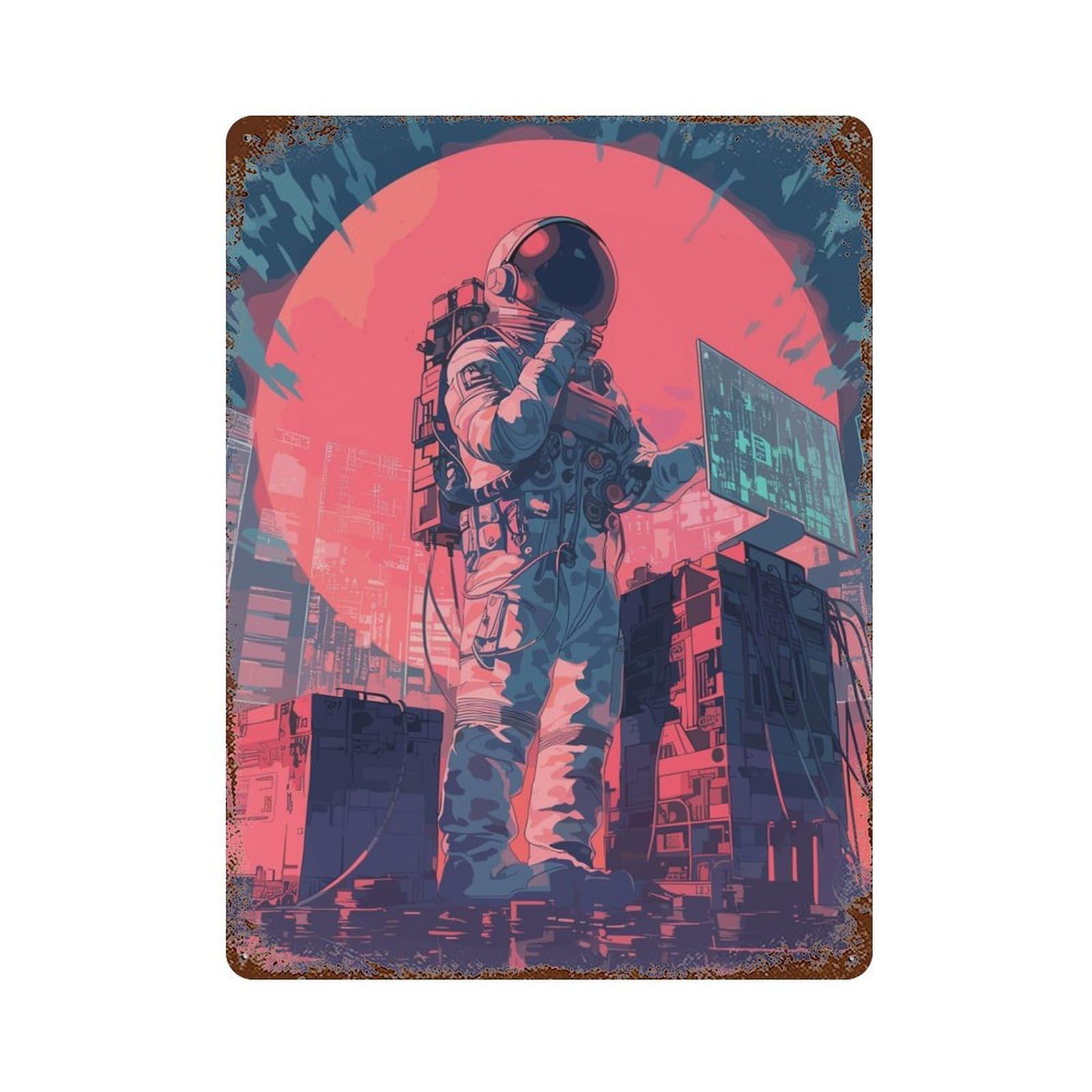 Laboratory Astronaut Decorative Tin Sign 15.7"x11.8", for Cafe, Home Bar And Lounge Decor, Decorative Metal Wall Art
