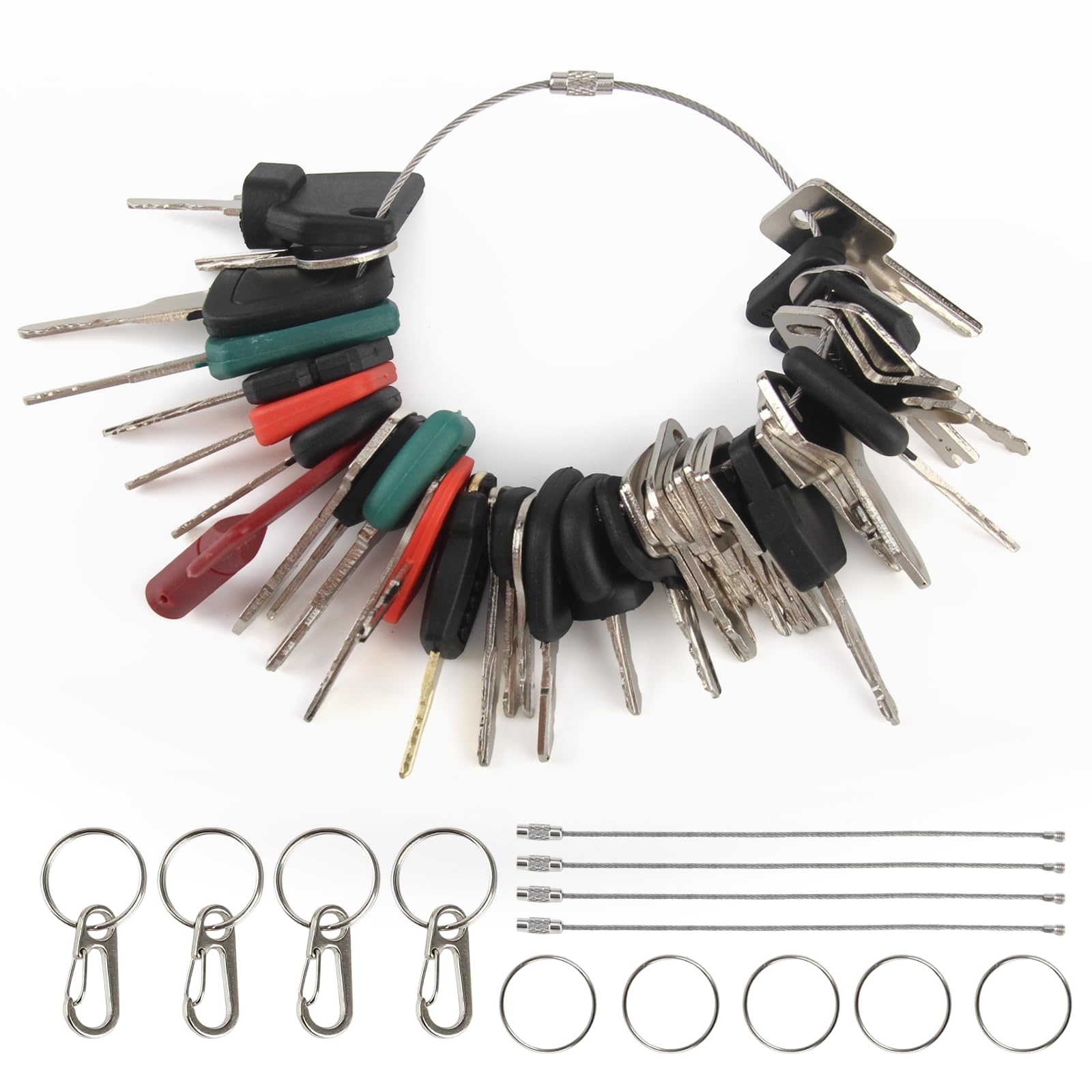 55 Stück Baumaschinen Schlüssel Set Universeller Zündschlüssel mit Haken und Öse Zündschlüssel Ersatz Set Hervorragende Qualität Bagger Schlüssel für Maschinen Anlagen Bagger Traktor Motorrad