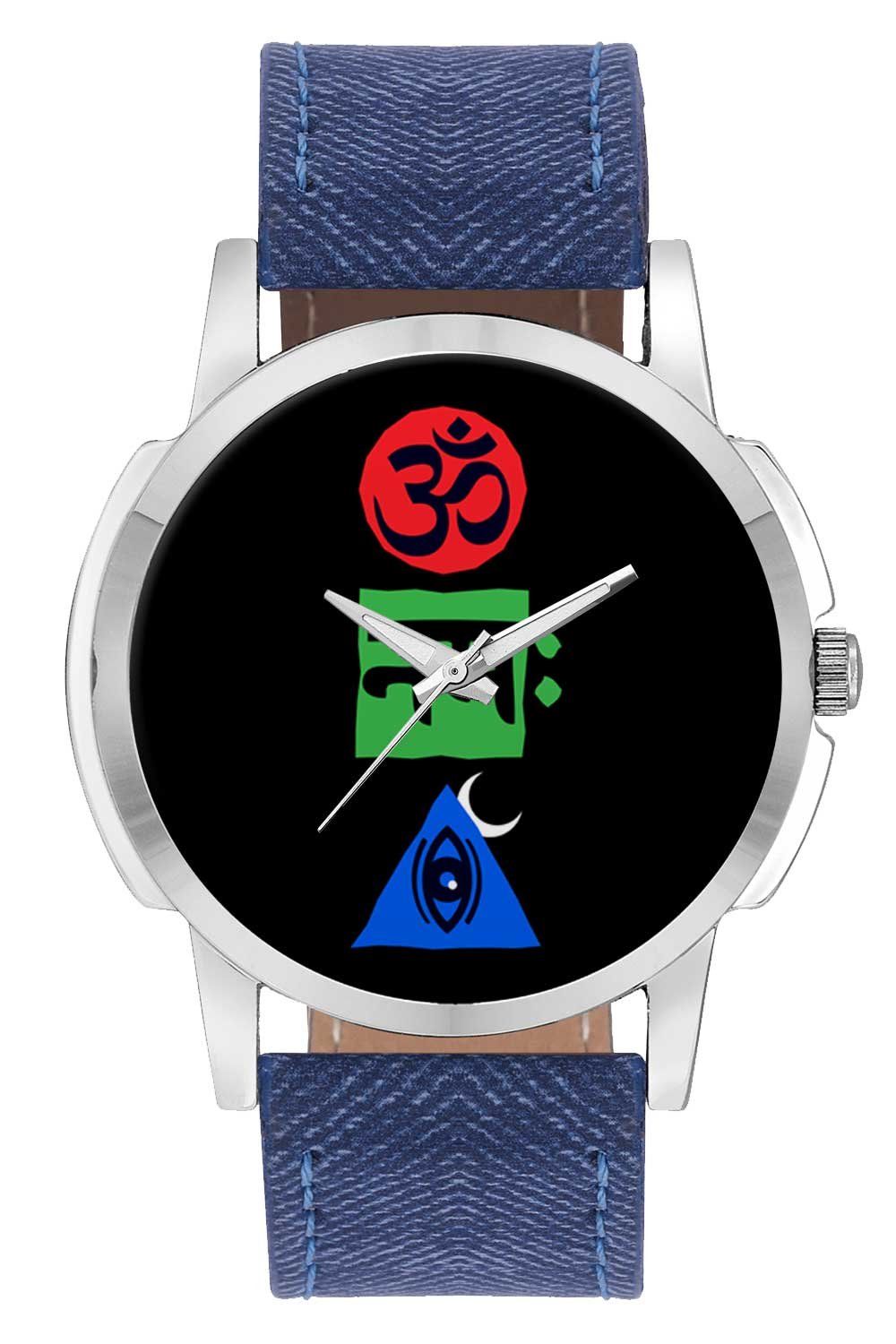 BIGOWLWrist Watch - Om Namah shivay Religious Illustration Analog Men's and Boy's Wrist Watch - Unique Analog Quartz Leather Band Wrist Watch