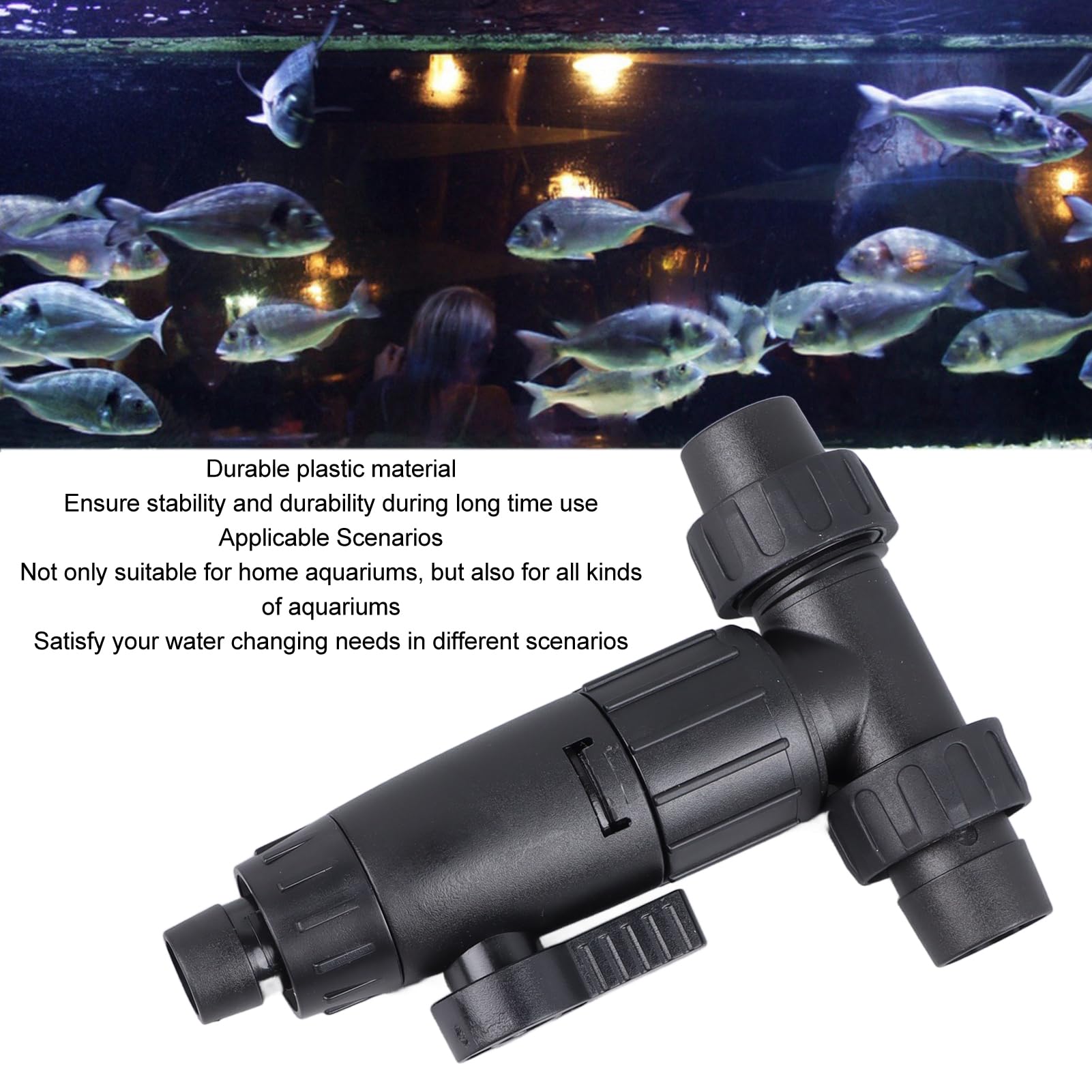 HEEPDD 3 Wege T Wasserwechsel Austauschanschluss, Aquarium Wasserwechsleranschluss mit 3 Wege Wasserdurchflusskontrolle Kompatibel mit 16/22-Schläuchen für Einfachen Wasserwechsel Im Aquarium