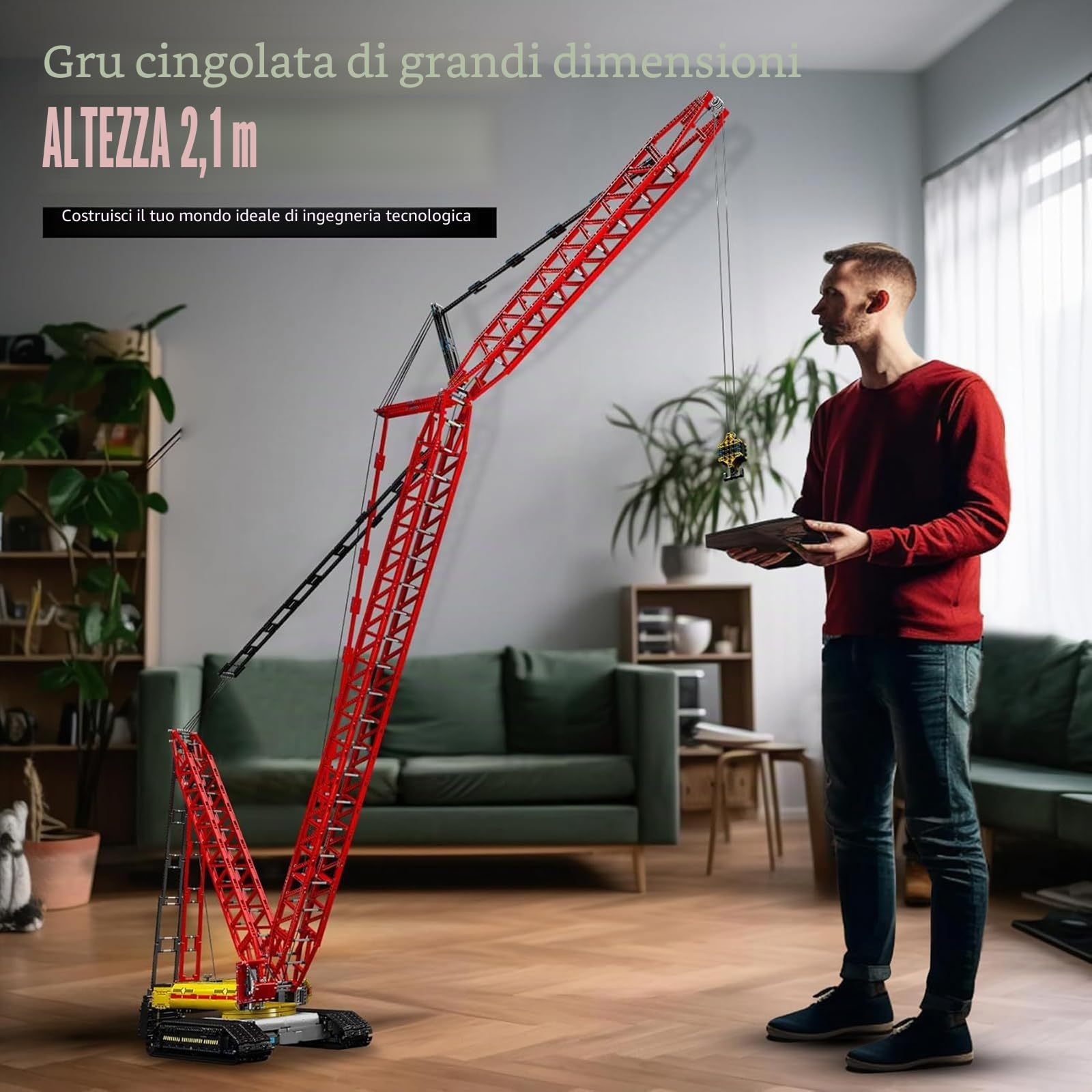 Mould King 17015 Gru cingolata LR-13000 Gru Caterpillar, APP Doppio telecomando Building Blocks Mattoni, 4318 parti 6 motori Truck Crane Building Set MOC 39663