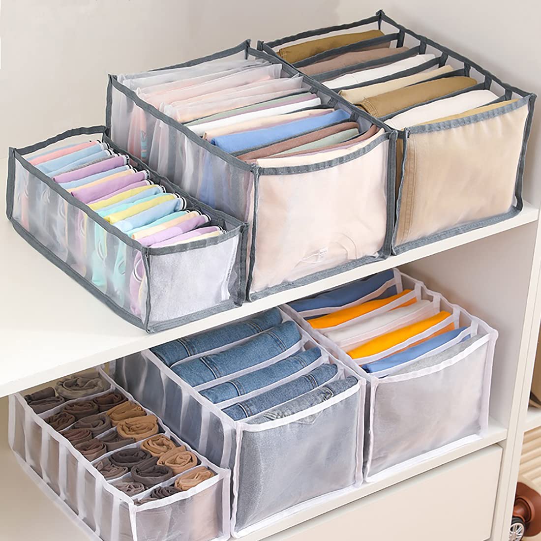 Tosoda Underwear Storage Organiser Drawer Dividers Organiser for Underwear Socks Storage Boxes with Compartments for Wardrobe Drawer (White-for Trousers) - Image 2