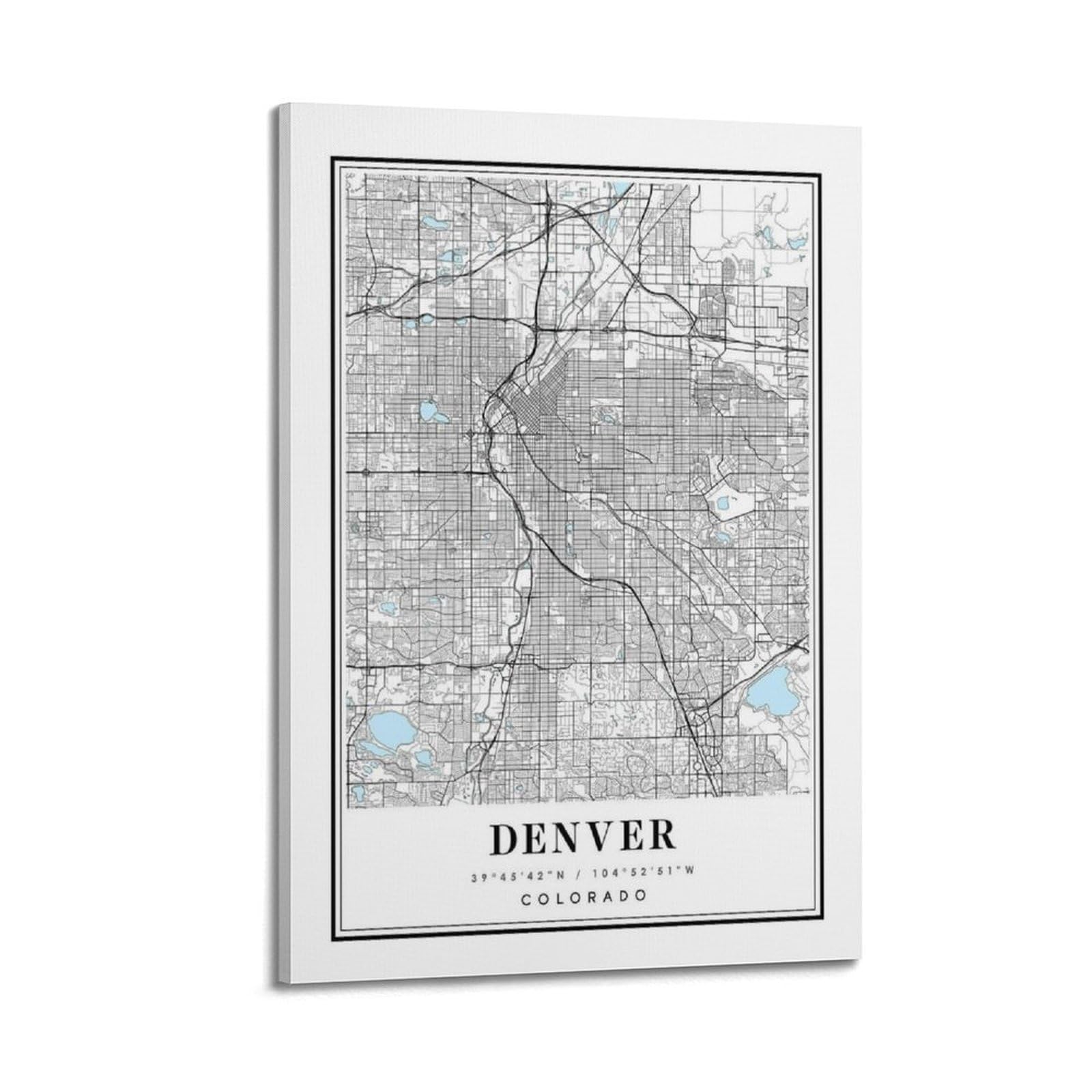 xiaoxiaoshen Denver Colorado Map_1 Canvas Poster Wall Art Prints Room Aesthetic Murals Bedroom And Living Decorations 24x36inch(60x90cm)