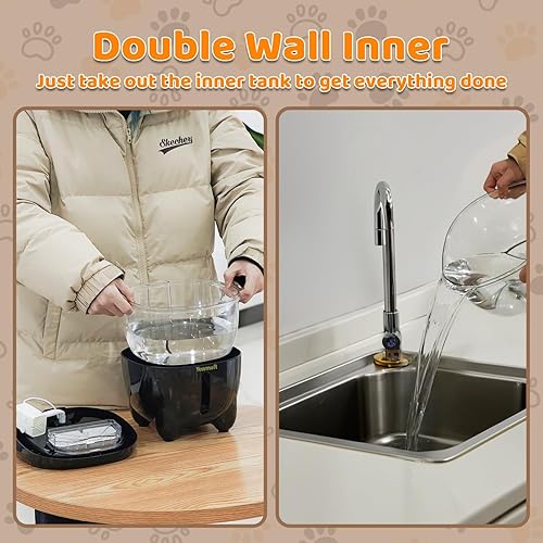 Miniatura 6 de Fuente de agua para gatos, fuente de agua con luz UV para gatos en interiores con doble pared interior, fuentes para gatos de 101 onzas3 litros para
