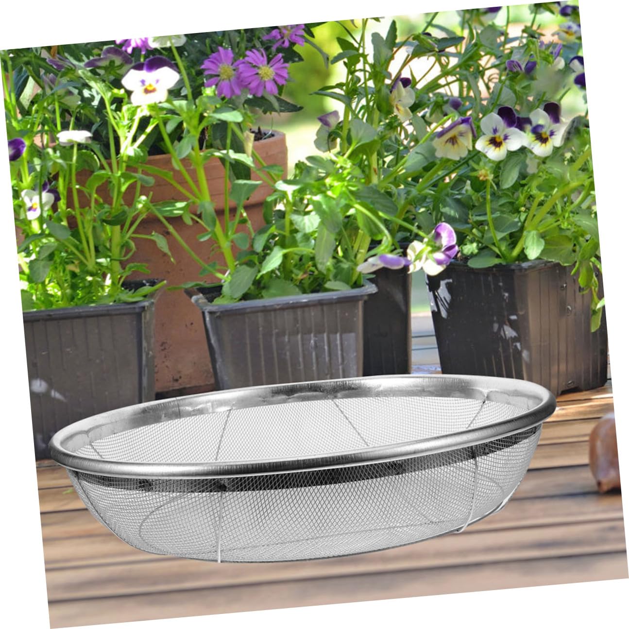 YARNOW Edelstahl Gartensieb 42cm Rund Erdsieb mit 2mm Maschenweite Feinmaschig Bodensieb für Erde Kompost Sand Steine Kompostsieb Metall Durchwurfsieb Gartenzubehör zur Pflanzung