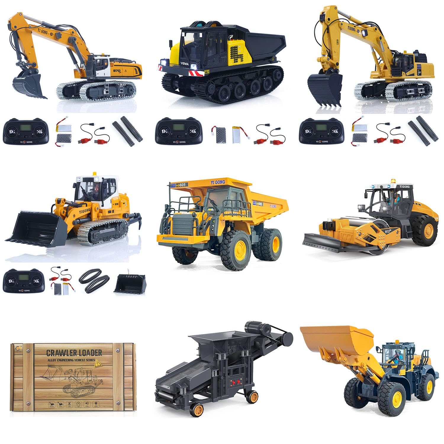 TOUCAN RC HOBBY Escavatore elettrico con telecomando 1/50 K970 LR636 PC520 RC Dump Truck modellino con luci suoni, metà metallo, livello da scrivania, regalo